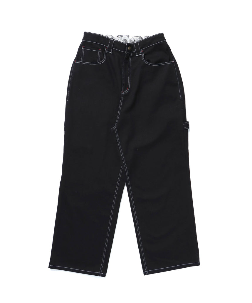 【BEN DAVIS(ベンデイビス)】 EMBRO PAINTER PANTS / 配色 刺繍 ストレート ワイドシルエット ワーク ブラック