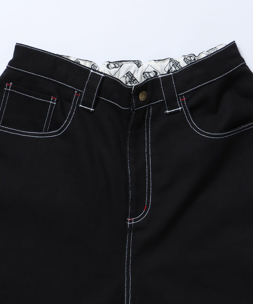 EMBRO PAINTER PANTS / 配色 刺繍 ストレート ワイドシルエット ワーク ブラック