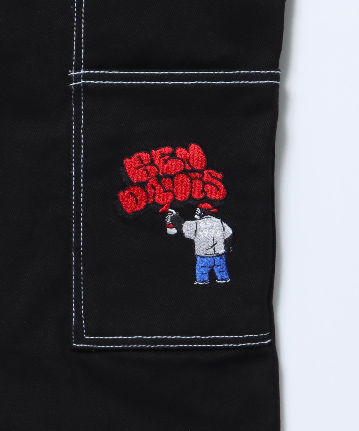 EMBRO PAINTER PANTS / 配色 刺繍 ストレート ワイドシルエット ワーク ブラック