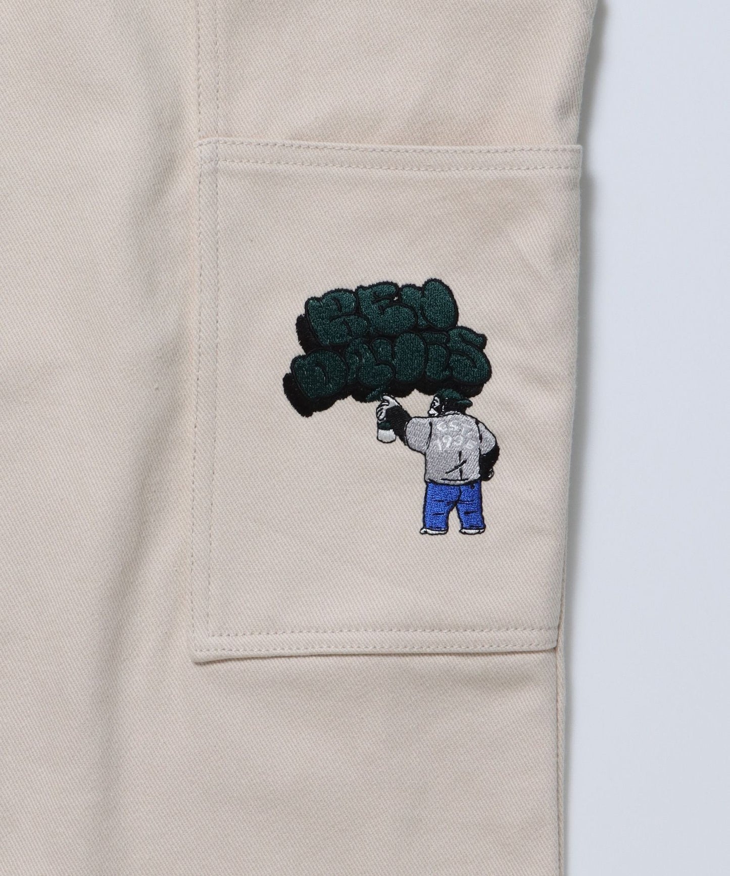 EMBRO PAINTER PANTS / 配色 刺繍 ストレート ワイドシルエット ワーク アイボリー