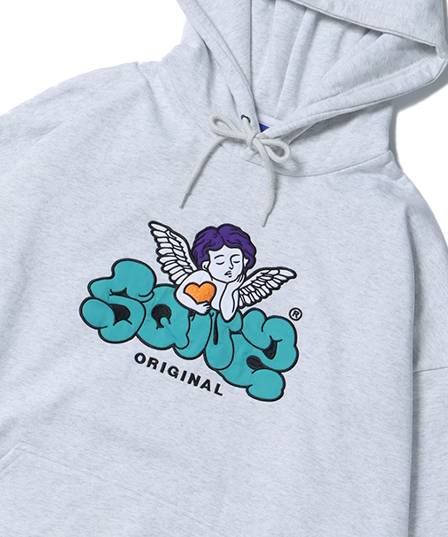 【SEQUENZ】 CUPID EMB.P/K / 裏起毛 オーバーサイズ プルオーバー スウェット パーカー ルーズシルエット アイボリー