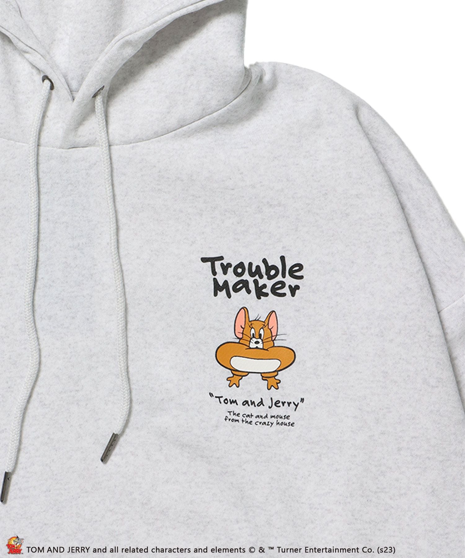 TOM and JERRY FUNNY PUFF PT P/K / トムとジェリー ストリート 古着風 ロゴ ペアコーデ プルパーカー アイボリー