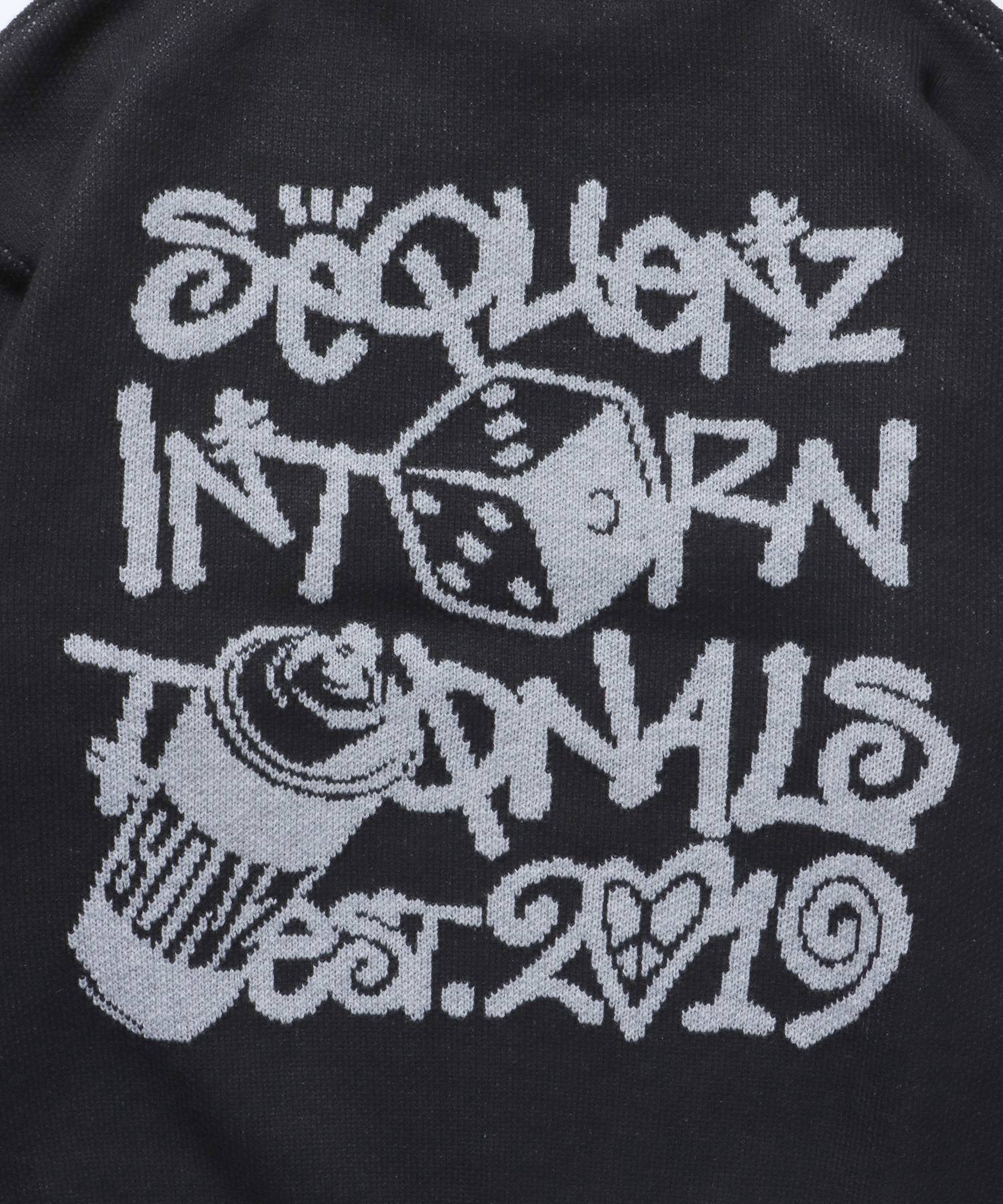 DICE&SPRAY SWEATER / ダイス ハート ビックシルエット クルーネック プルオーバー ニット ブラック