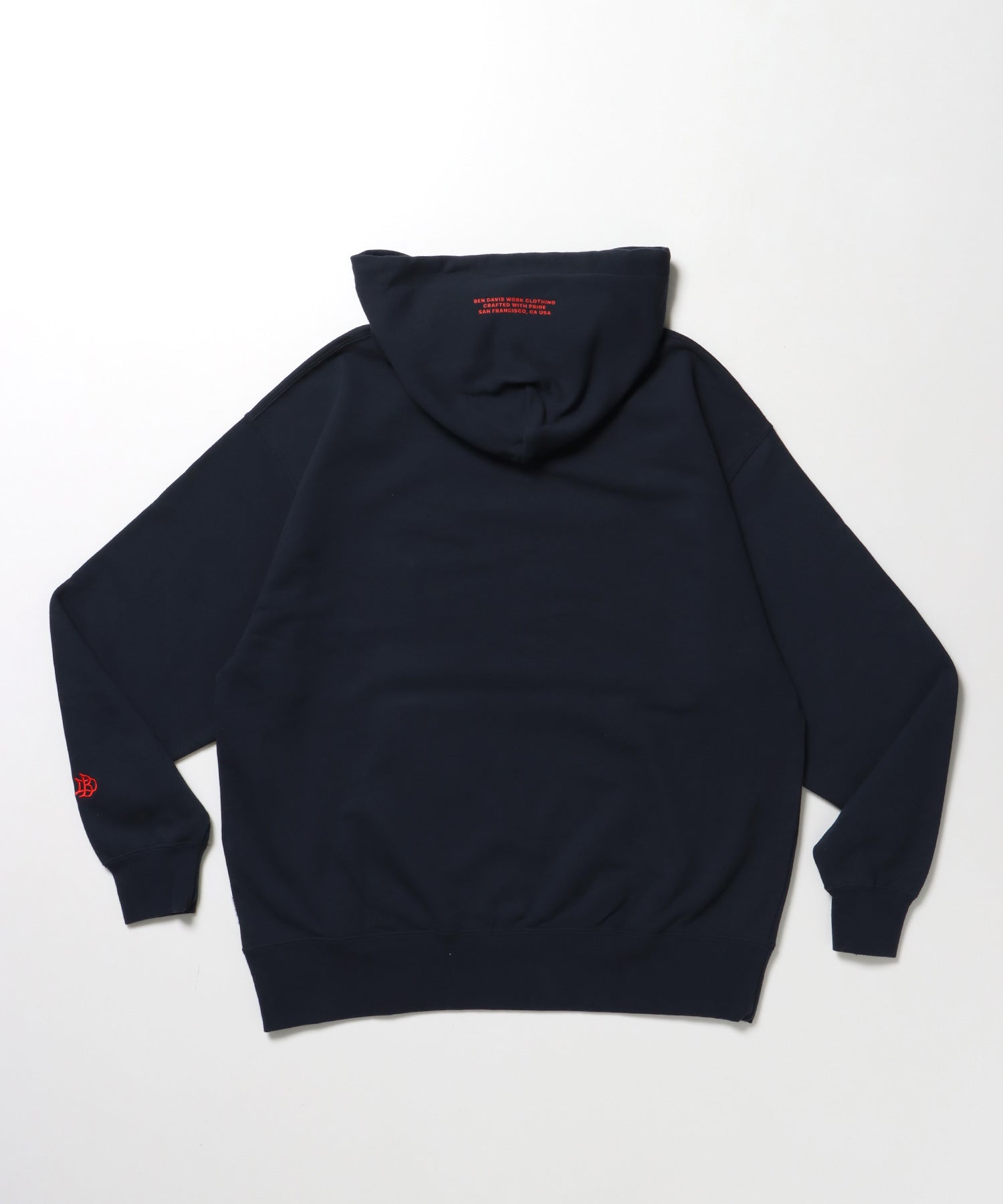 MID WEIGHT SWEAT HOODIE /パーカー ジップパーカー ダブルジップ 短丈 刺繍 プリント ネイビー
