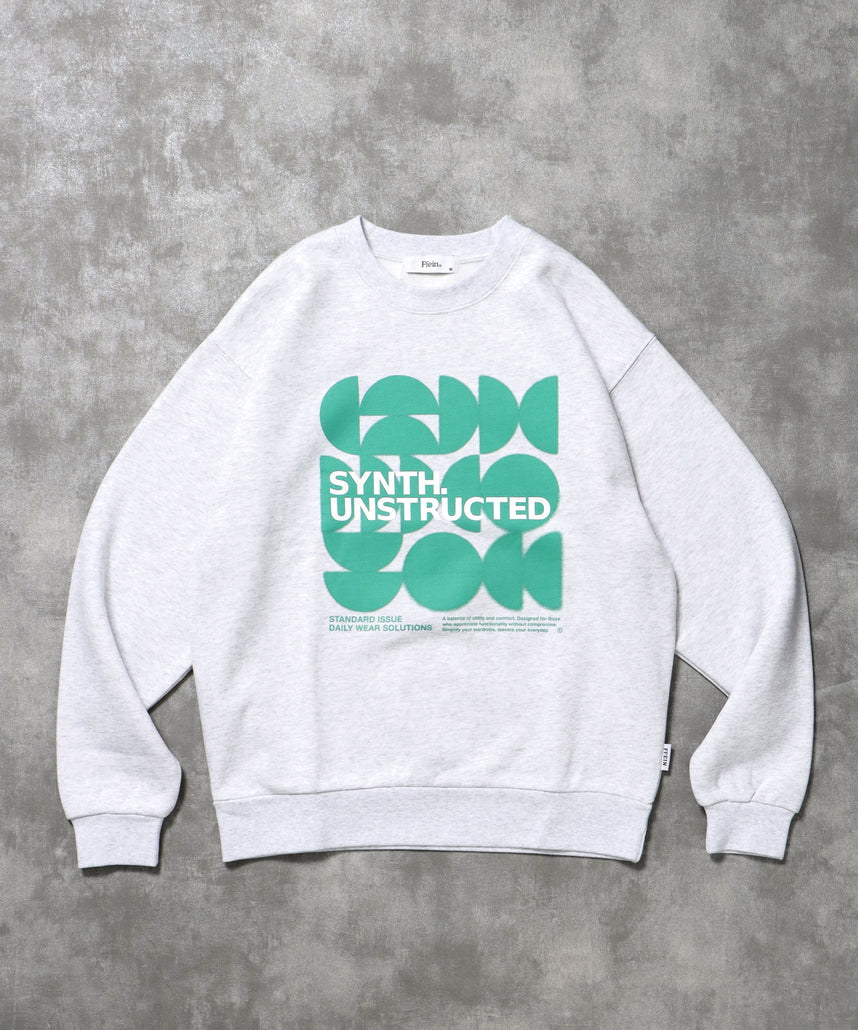 ヘビーウエイトぼかしアートスウェット / 裏起毛 スウェット クルーネック アート プリント アッシュグレー