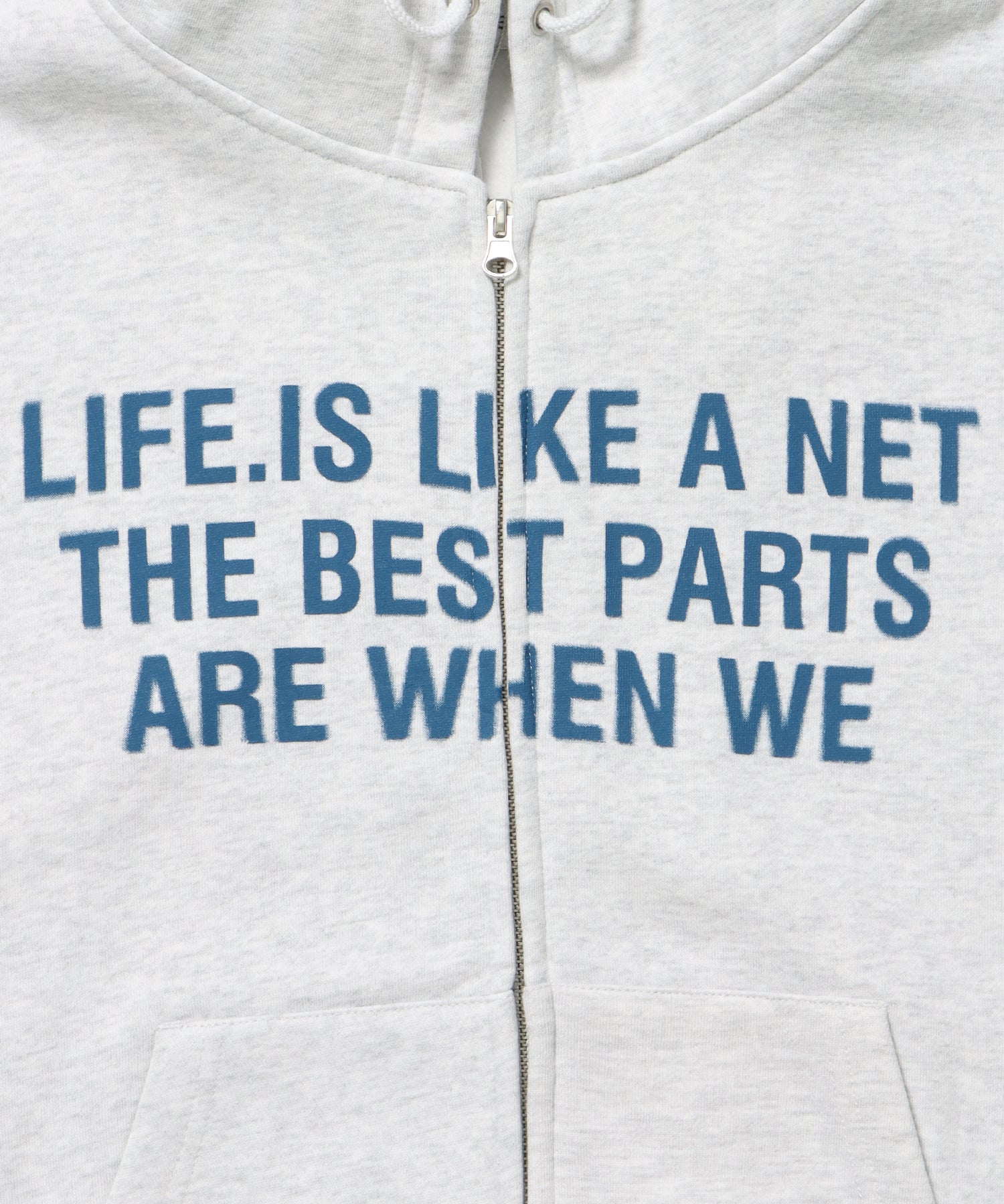 ヘビーウエイトぼかしロゴジップパーカー / パーカー 裏起毛 ジップ 刺繍 ロゴ フーディ ダブルジップ アッシュグレー