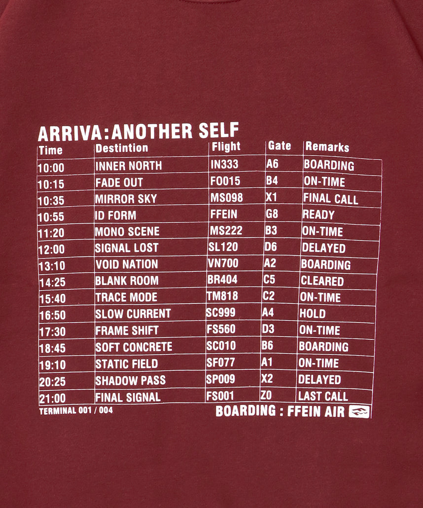 ヘビーウエイトフライトメッセージロゴスウェット / 裏起毛 スウェット クルーネック ワンポイント プリント ワイン