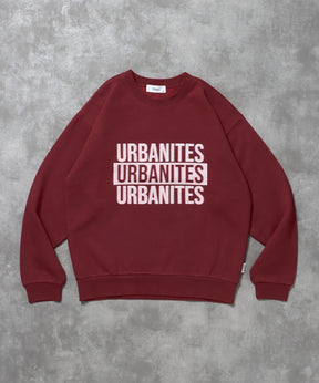 ヘビーウエイトセンターボカシロゴスウェット / 裏起毛 スウェット クルーネック ワンポイント プリント ワイン