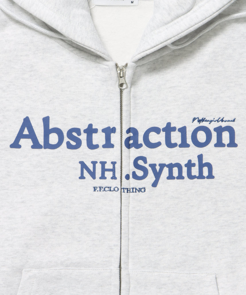 ヘビーウエイト2段ロゴZIPパーカー / パーカー 裏起毛 ジップ 刺繍 ロゴ フーディ ダブルジップ アッシュグレー