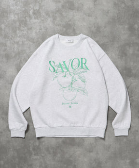 ヘビーウエイトフルーツロゴスウェット / スウェット トレーナー 刺繍 裏起毛 クルーネック 柄80