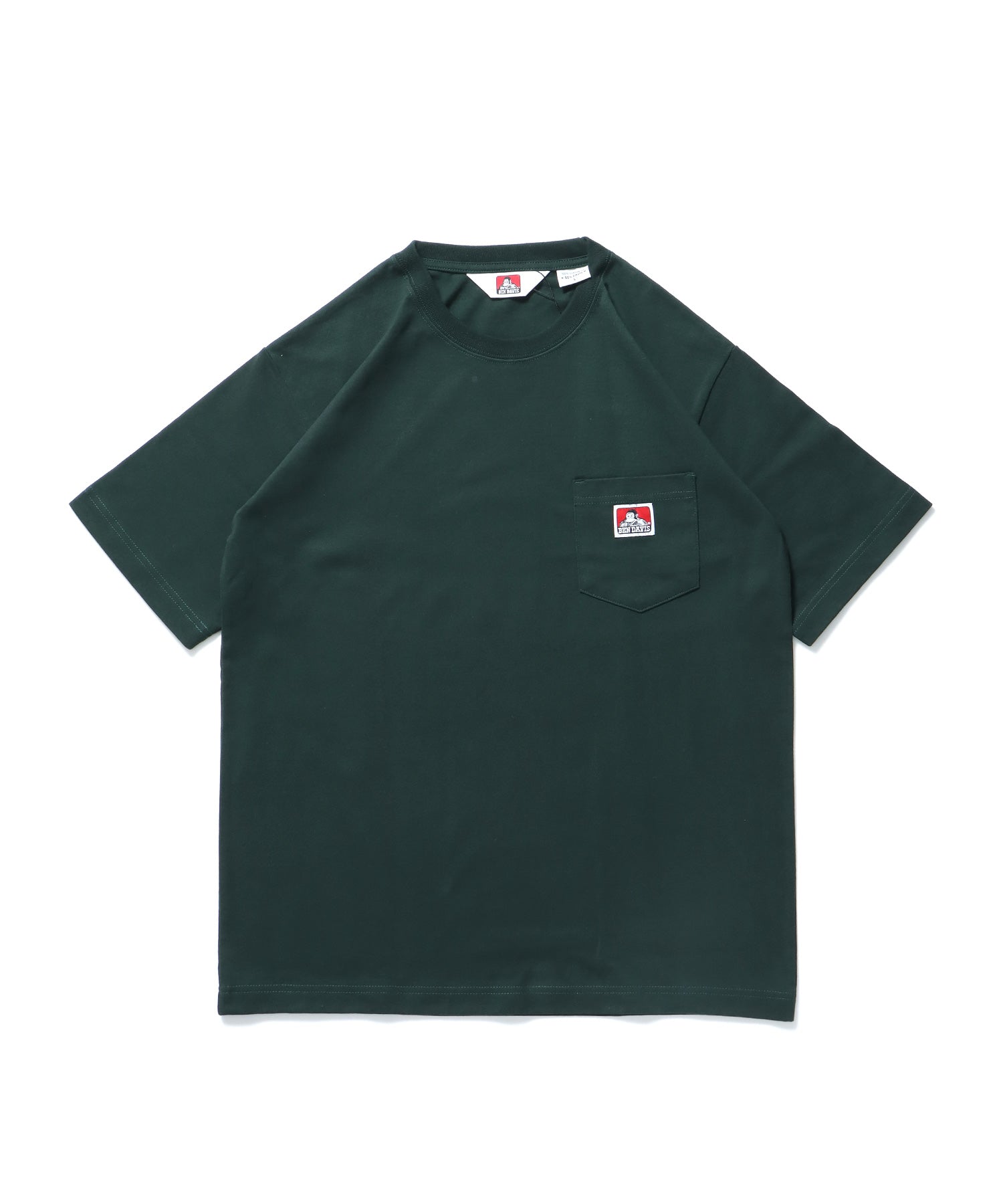 BEN'S POCKET TEE(REG) / ポケット 半袖 ワンポイント レギュラーサイズ ヘビーウエイト クルーネック ダークグリーン