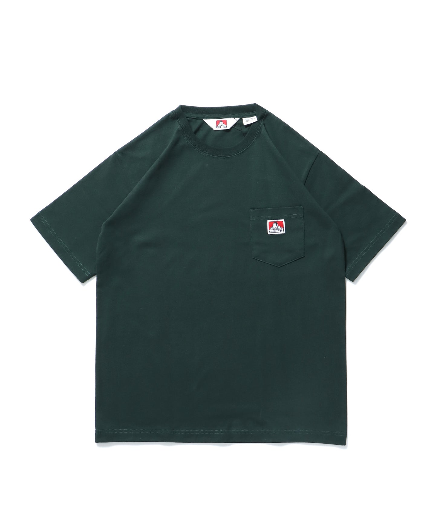 BEN'S POCKET TEE(REG) / ポケット 半袖 ワンポイント レギュラーサイズ ヘビーウエイト クルーネック ダークグリーン
