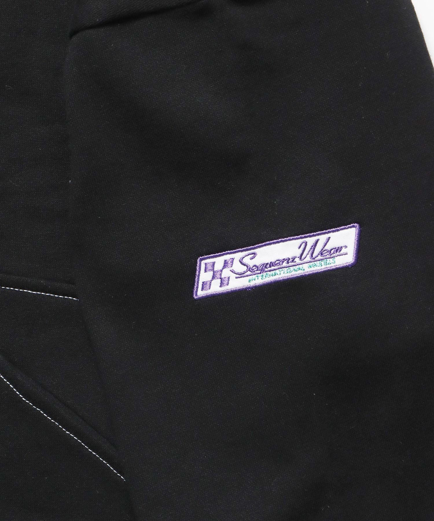 90s 1/2 ZIP SWEAT / 裏起毛 オーバーサイズ プルオーバー スウェット ルーズシルエット ハーフジップ 刺繍 ポケット ジップアップ セットアップ ブラック ≪SET UP着用可能≫