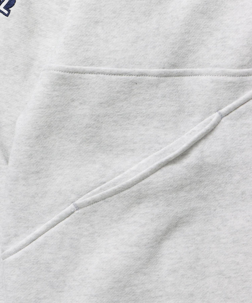 90s 1/2 ZIP SWEAT / 裏起毛 オーバーサイズ プルオーバー スウェット ルーズシルエット ハーフジップ 刺繍 ポケット ジップアップ セットアップ アイボリー ≪SET UP着用可能≫