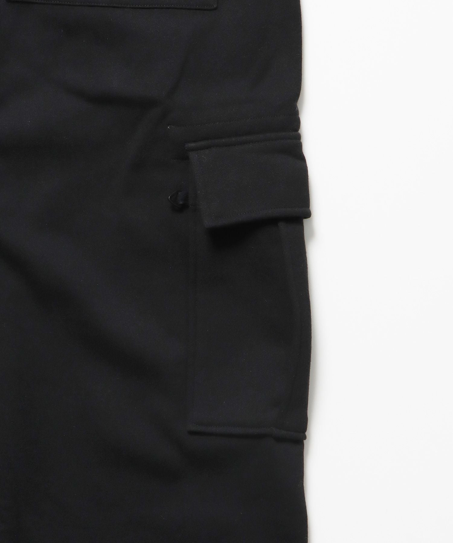 90s UTILITY CARGO SWEAT PANTS / ロゴ 刺繍 カーゴ ポケット スウェット パンツ ドローコード ワイドシルエット セットアップ ブラック ≪SET UP着用可能≫