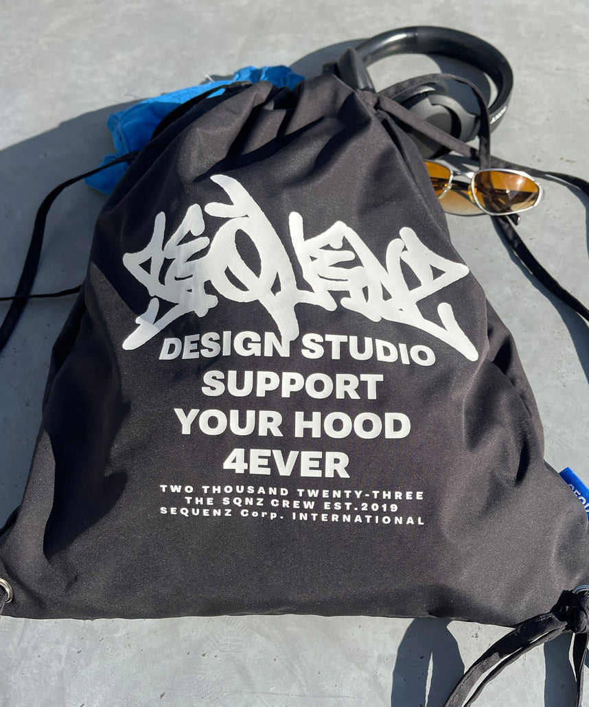 2 FACE STRING KNAPSACK / リバーシブル テック ナップサック ブランドロゴ ブラック