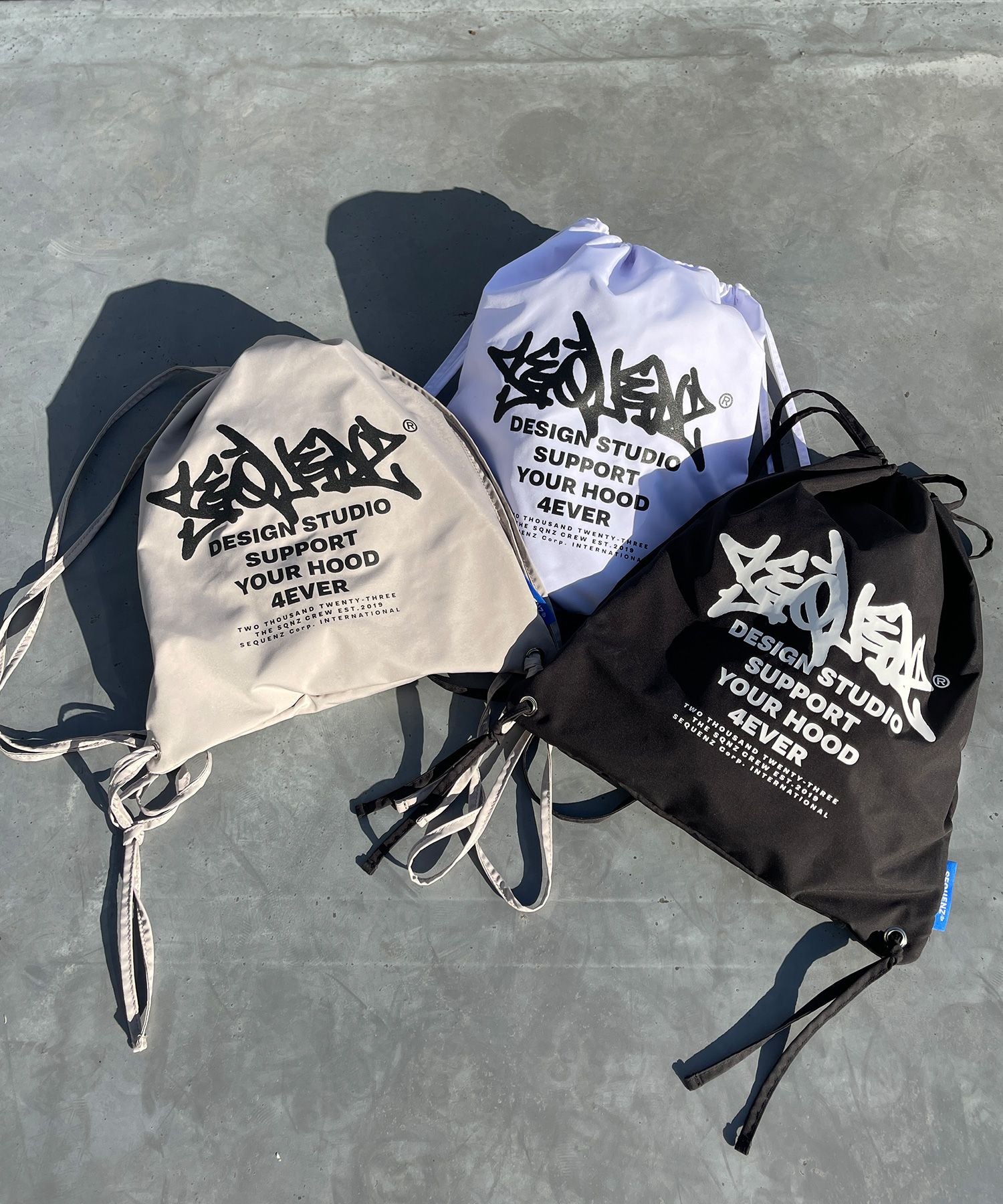 リバーシブルストリートナップサック / 2 FACE STRING KNAPSACK ブラック