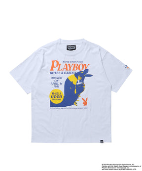 PBHC FLYER S/S TEE / プレイボーイ 半袖Tシャツ バックプリント 刺繍 ブランドロゴ バニー ガール ホワイト