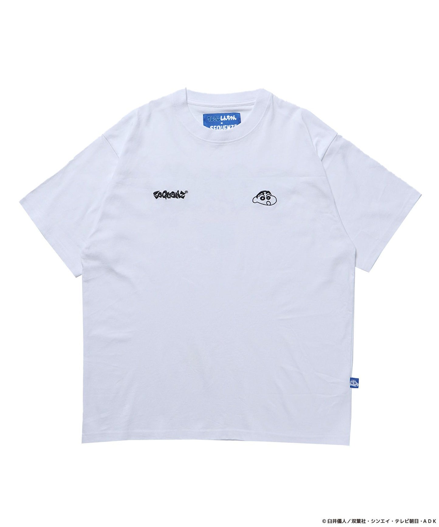 【SEQUENZ】CS×SQNZ GRAFFITI S/S TEE / クレヨンしんちゃん 半袖Tシャツ クルーネック ワンポイント バックプリント 刺繍  ホワイト
