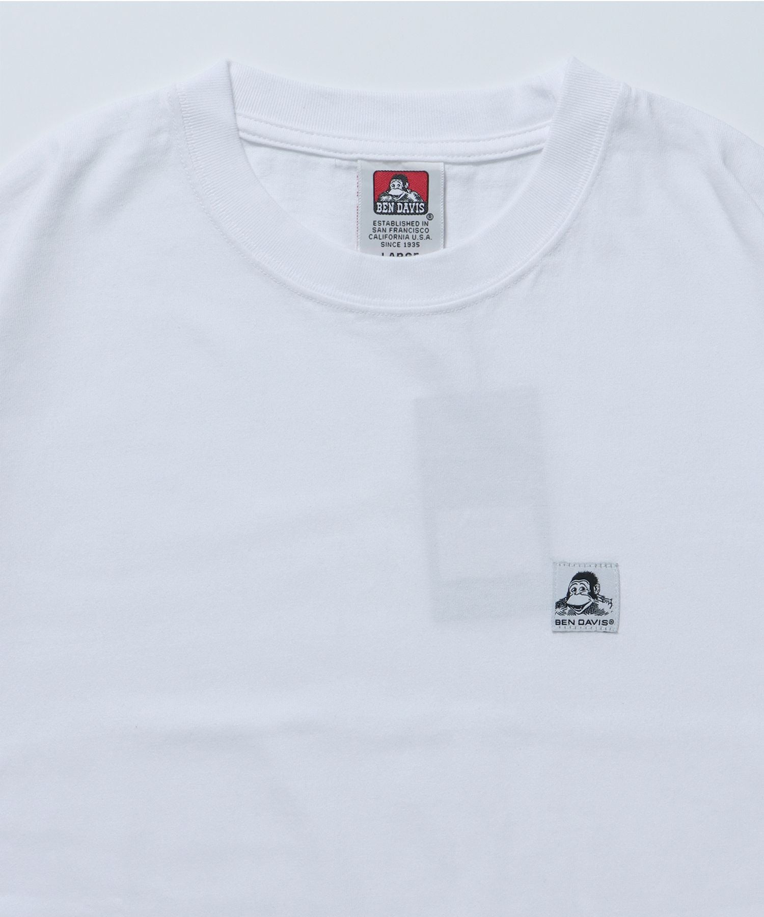 WASHED LABEL BIG TEE / 6色展開 フェード 古着風 クルーネック ブランドタグ 定番 無地 半袖Tシャツ ゴリラ ホワイト