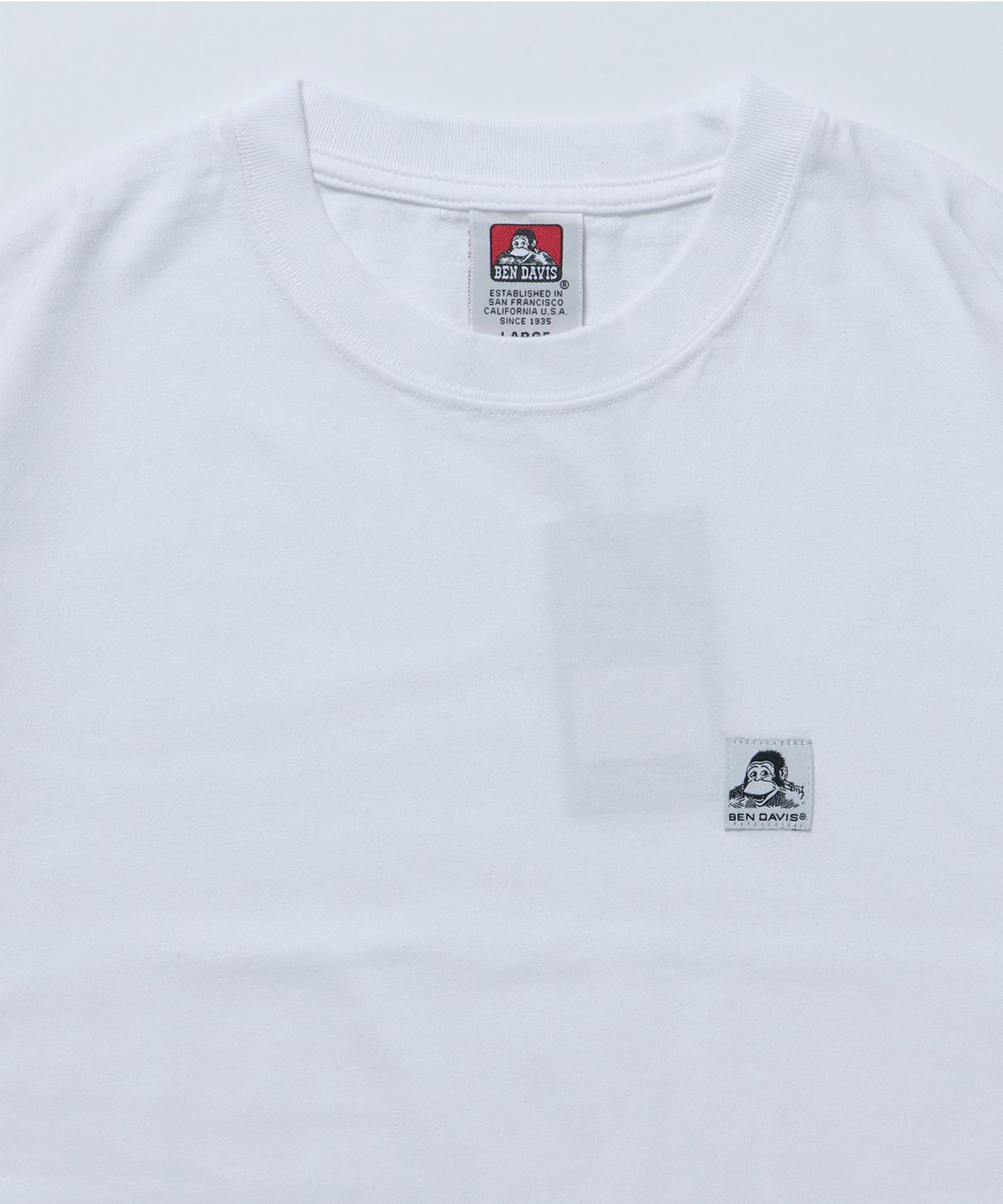 WASHED LABEL BIG TEE / 6色展開 フェード 古着風 クルーネック ブランドタグ 定番 無地 半袖Tシャツ ゴリラ ホワイト