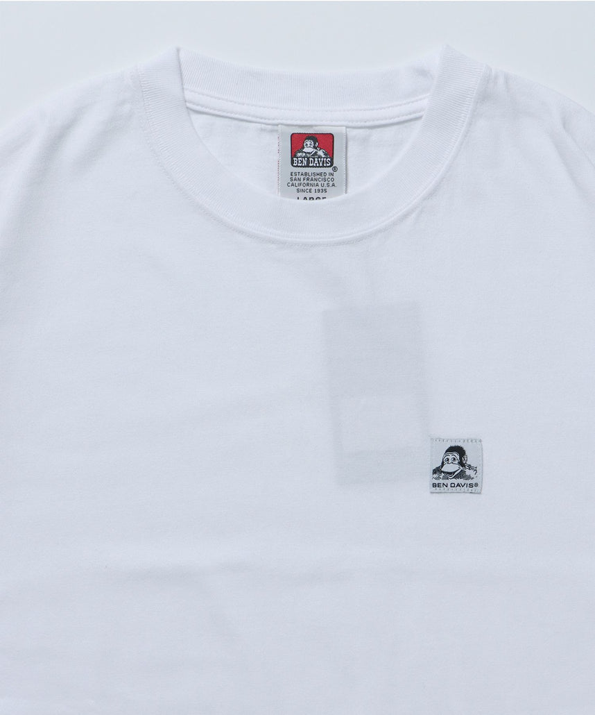 WASHED LABEL BIG TEE / 6色展開 フェード 古着風 クルーネック ブランドタグ 定番 無地 半袖Tシャツ ゴリラ ホワイト