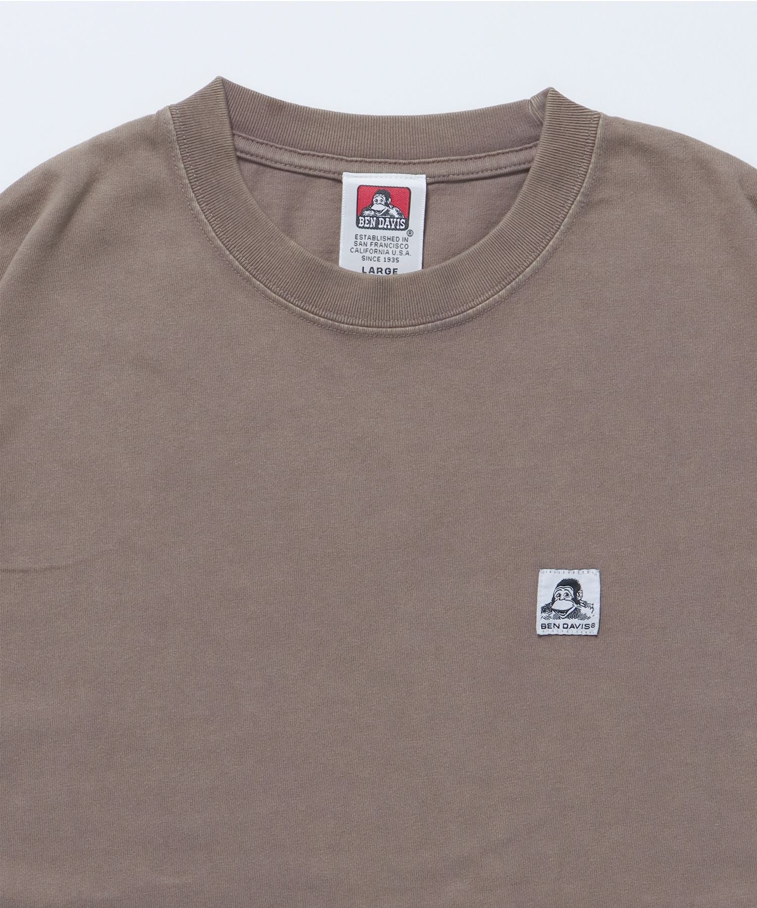 WASHED LABEL BIG TEE / 6色展開 フェード 古着風 クルーネック ブランドタグ 定番 無地 半袖Tシャツ ゴリラ ベージュ