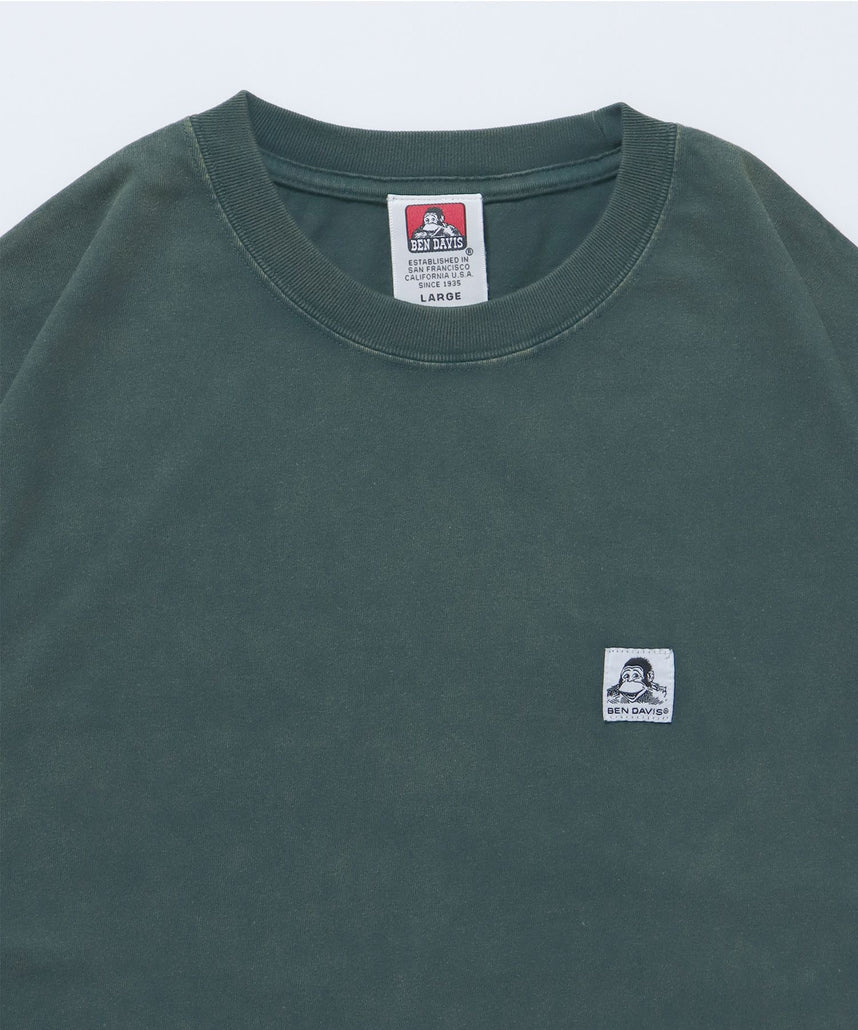 WASHED LABEL BIG TEE / 6色展開 フェード 古着風 クルーネック ブランドタグ 定番 無地 半袖Tシャツ ゴリラ ダークグリーン