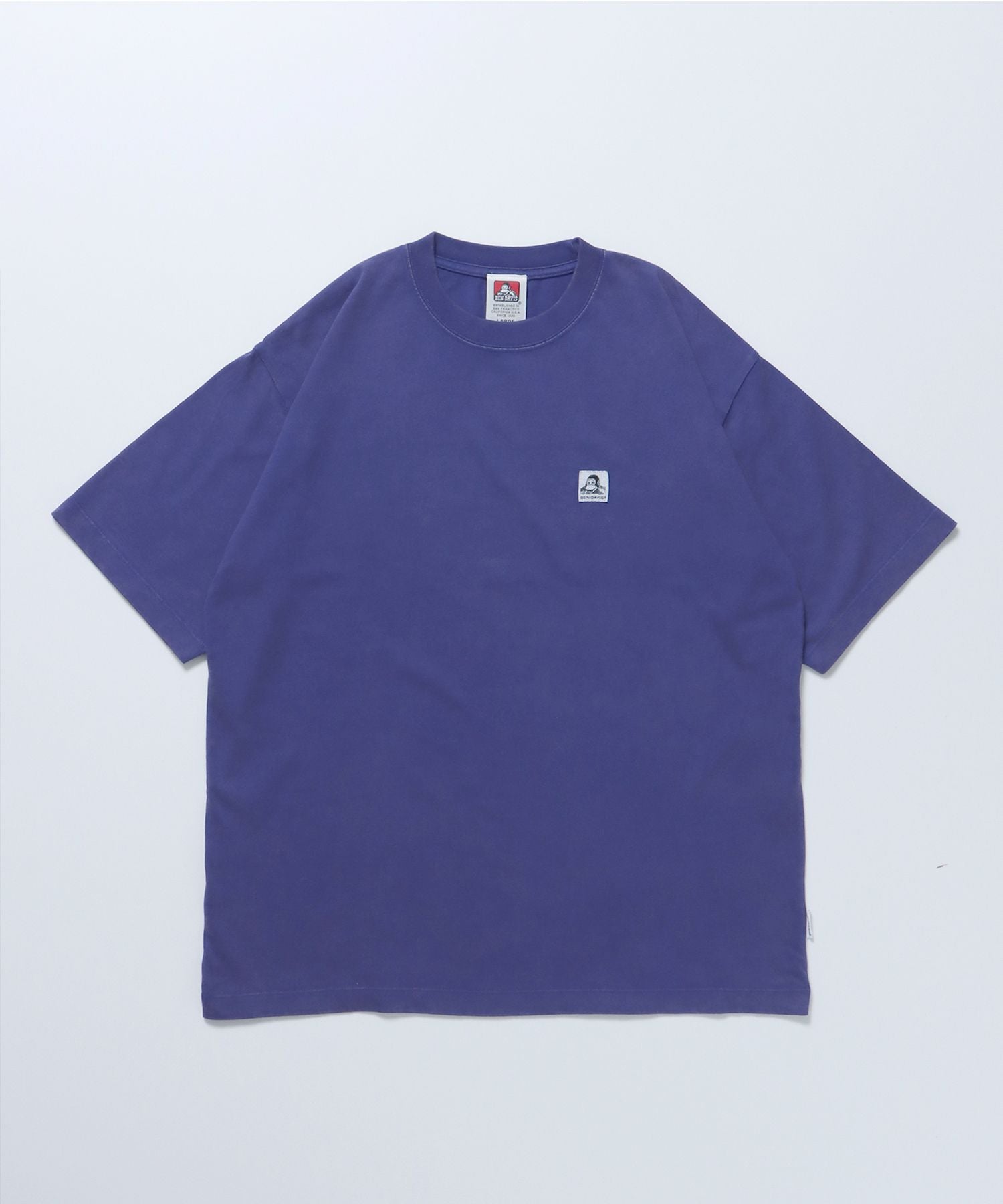 【BEN DAVIS(ベンデイビス)】WASHED LABEL BIG TEE / 6色展開 フェード 古着風 クルーネック ピスポケット ブランドタグ 定番 無地 半袖Tシャツ ゴリラ ブルー