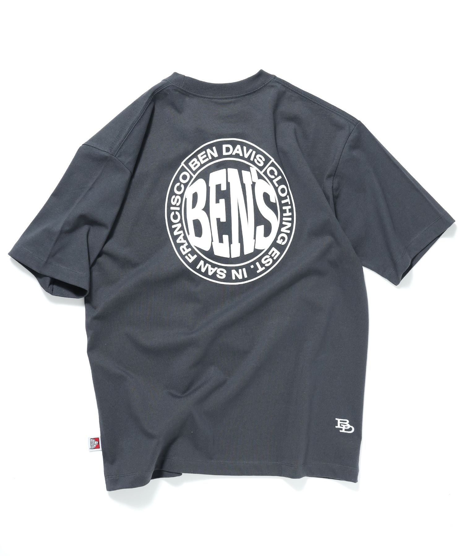 【BEN DAVIS(ベンデイビス)】CIRCLE BEN‘S TEE / サークルロゴ Tシャツ 刺繍 半袖 シンプルロゴ チャコール