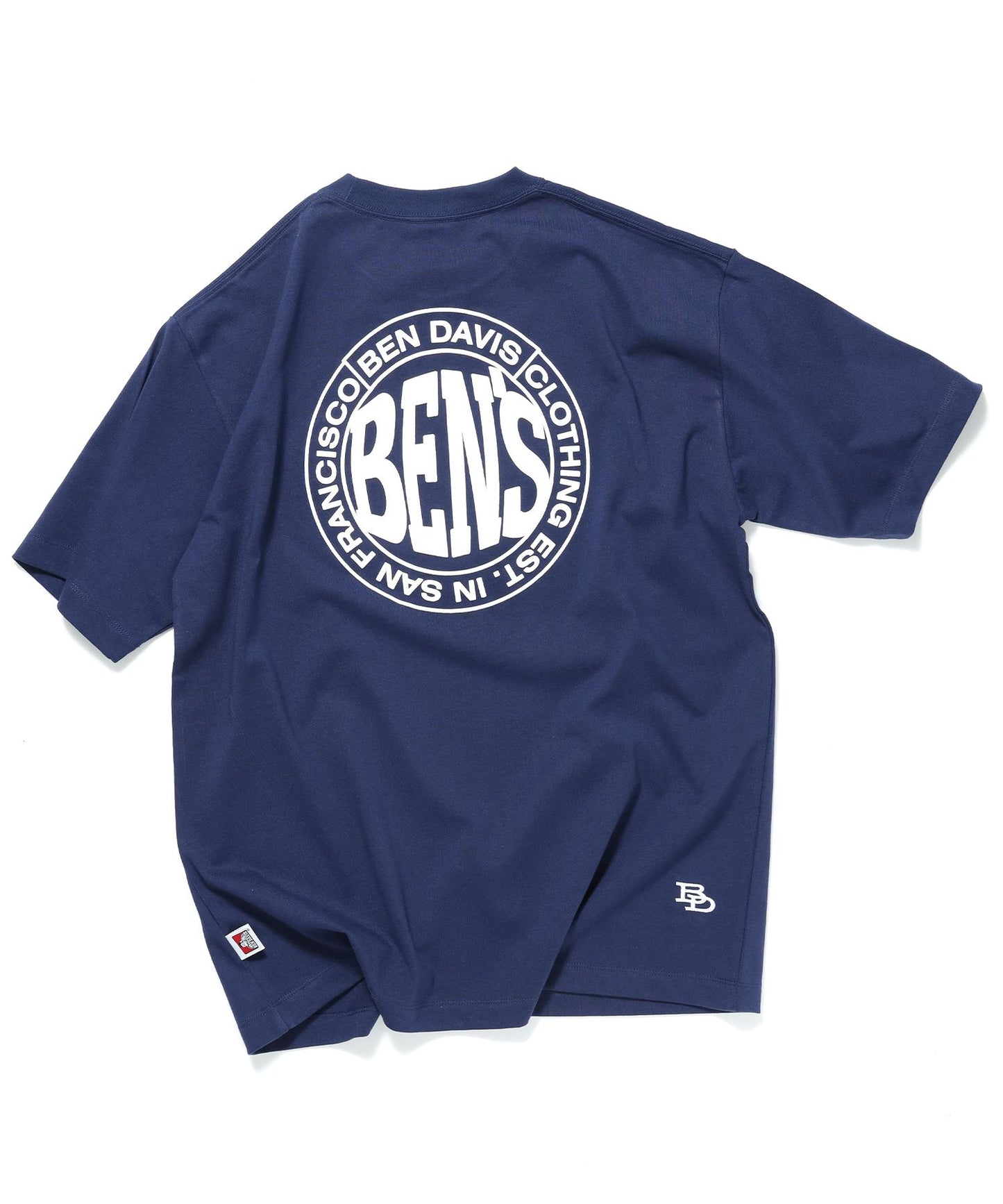【BEN DAVIS（ベンデイビス）】CIRCLE BEN‘S TEE / サークルロゴ Tシャツ 刺繍 半袖 シンプルロゴ ダークネイビー