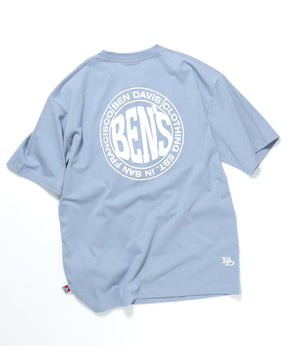 CIRCLE BEN‘S TEE / サークルロゴ Tシャツ 刺繍 半袖 シンプルロゴ ブルーグレー