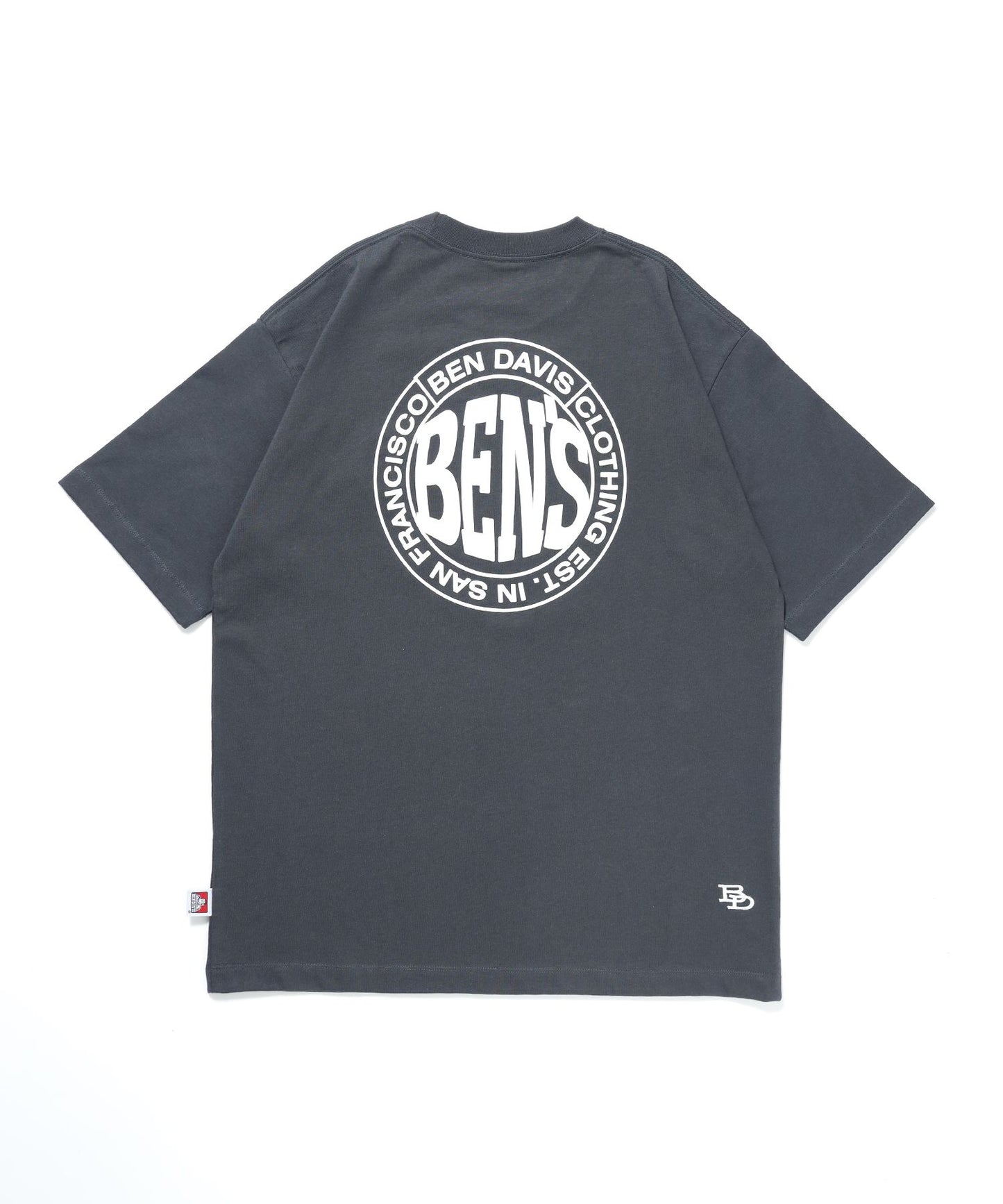 【BEN DAVIS（ベンデイビス）】CIRCLE BEN‘S TEE / サークルロゴ Tシャツ 刺繍 半袖 シンプルロゴ チャコール