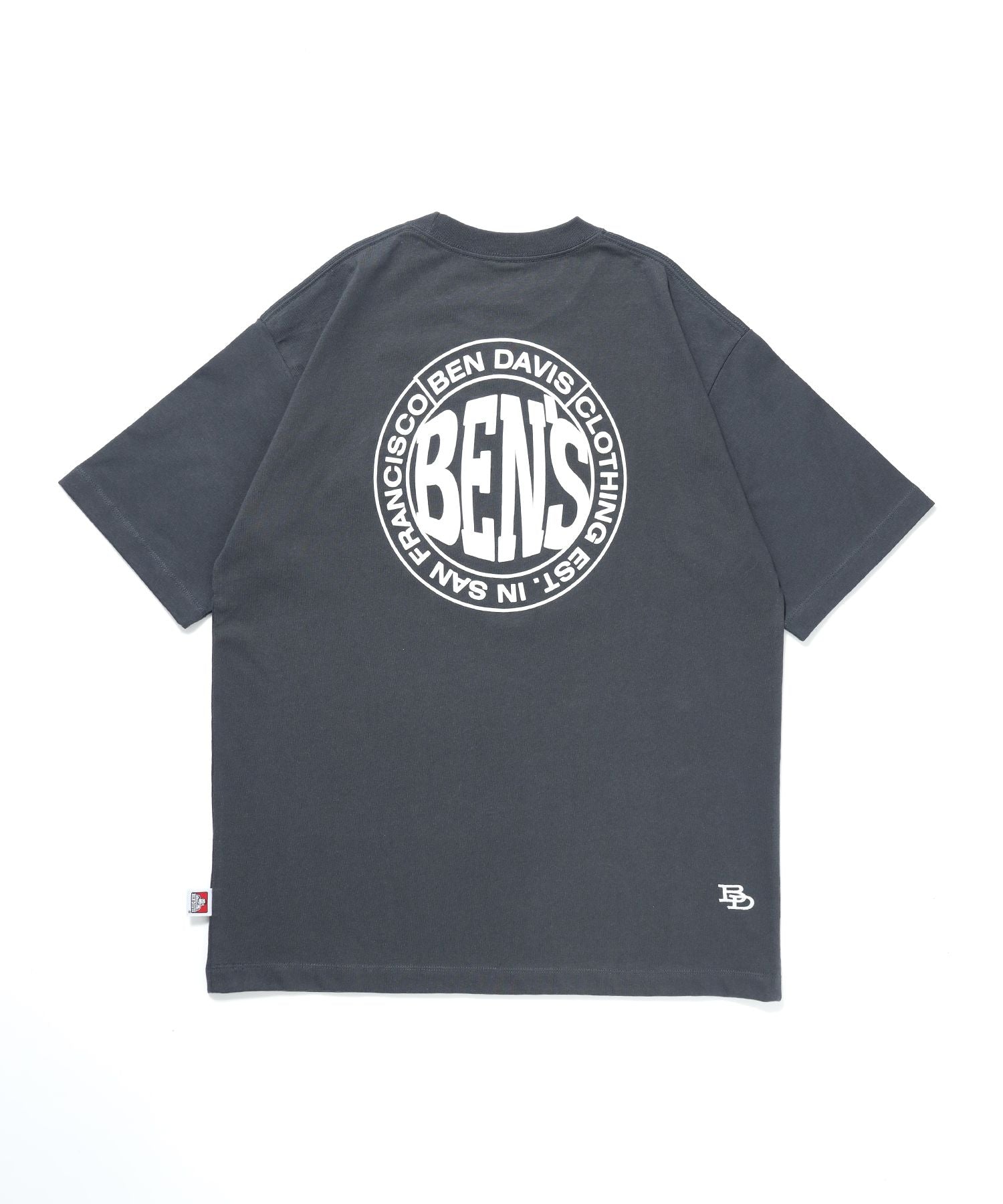 【BEN DAVIS(ベンデイビス)】CIRCLE BEN‘S TEE / サークルロゴ Tシャツ 刺繍 半袖 シンプルロゴ チャコール
