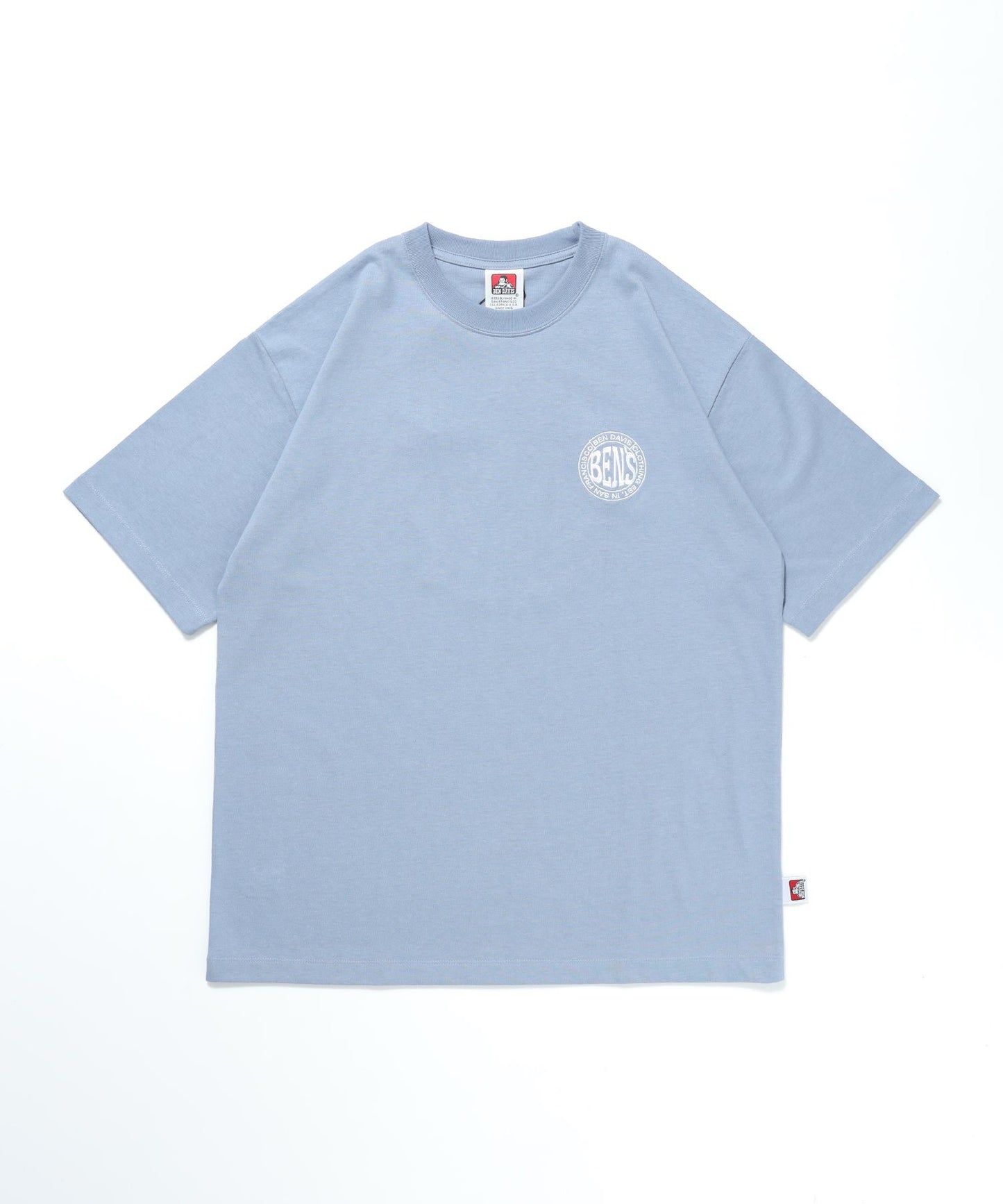 【BEN DAVIS（ベンデイビス）】CIRCLE BEN‘S TEE / サークルロゴ Tシャツ 刺繍 半袖 シンプルロゴ ブルーグレー