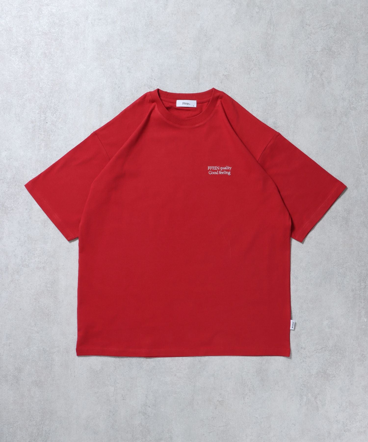 【FFEIN(フェイン)】*新色追加 ワンポイントロゴ刺繍 / Tシャツ オーバーサイズ クルーネック 半袖 レッド