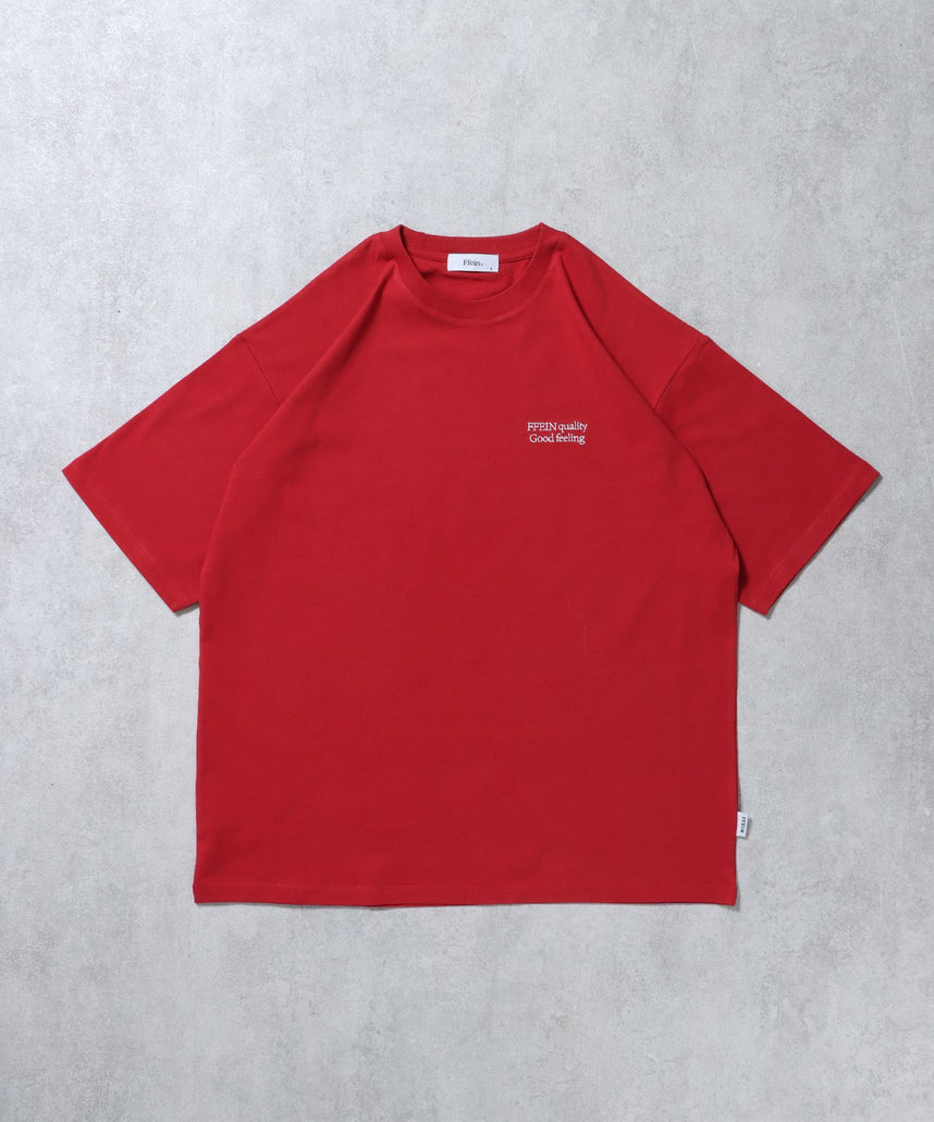 【FFEIN(フェイン)】*新色追加 ワンポイントロゴ刺繍 / Tシャツ オーバーサイズ クルーネック 半袖 レッド