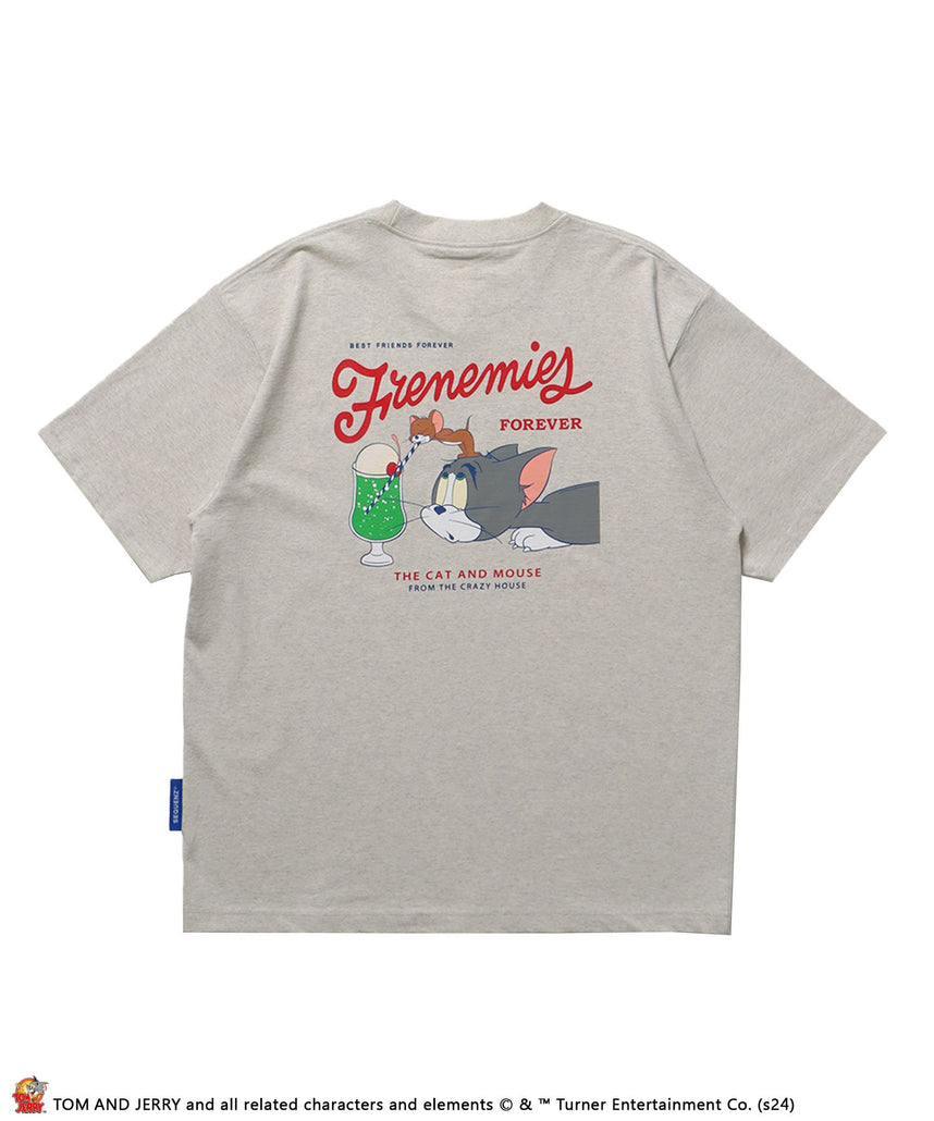 【SEQUENZ（シークエンズ）】TJ SANDWICH SHOP S/S TEE / TOM and JERRY トムジェリ アメリカンダイナー Tシャツ レトロ クリームソーダ プリント 半袖 アッシュグレー