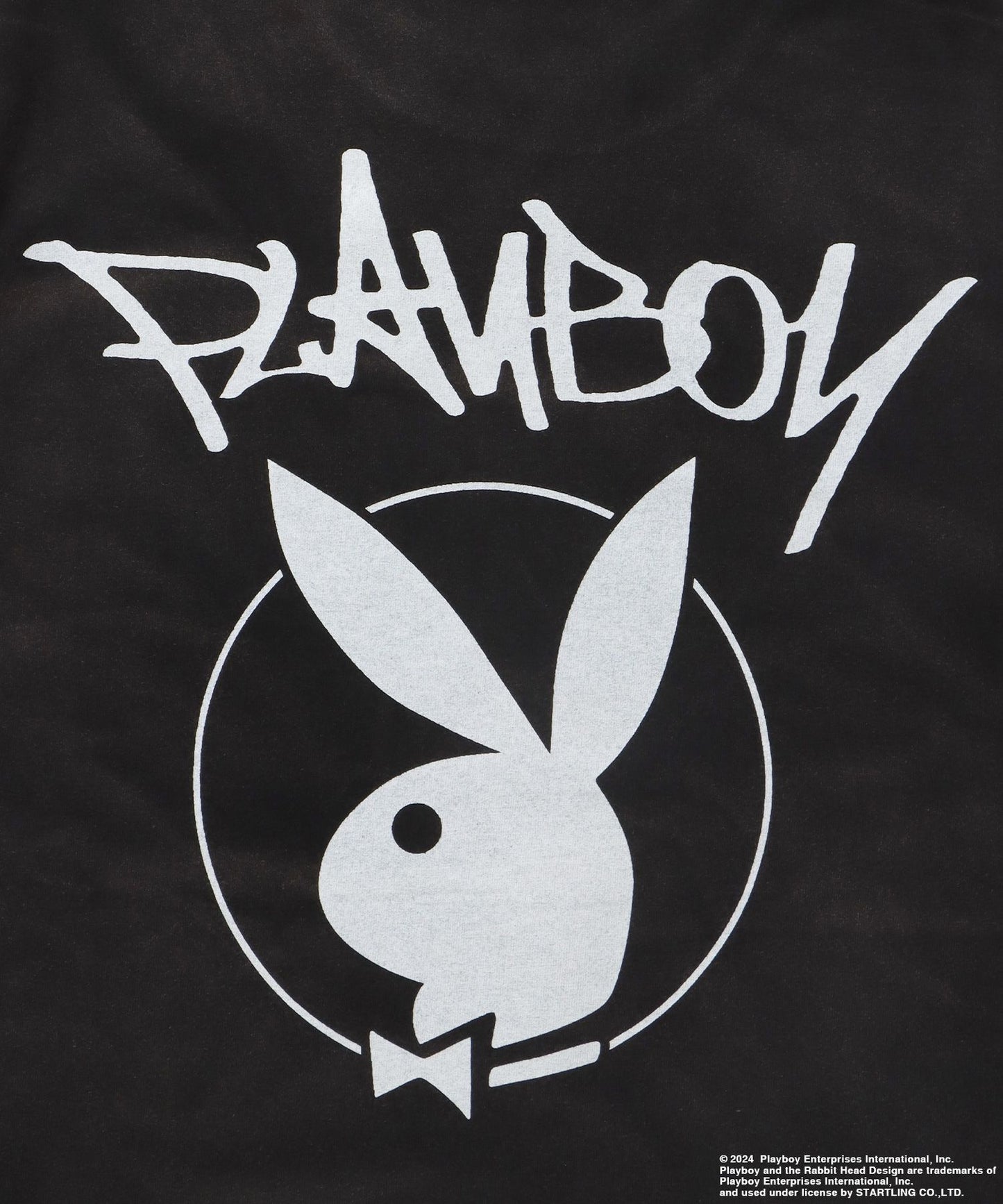 PB O.G LOGO FADE S/S TEE / PLAYBOY×Sequenz フェード加工 90s ヴィンテージ Tシャツ グラフィティ プリント 半袖 ブラック