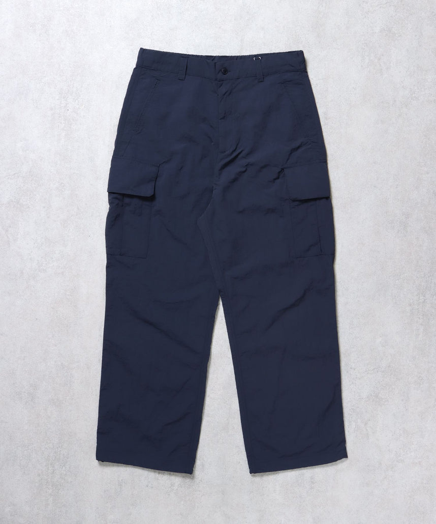 【FFEIN(フェイン)】ナイロンテックワイドカーゴパンツ / ドローコード ブロークコア シティガール シティボーイ ワンポイント シンプル ノームコア ネイビー