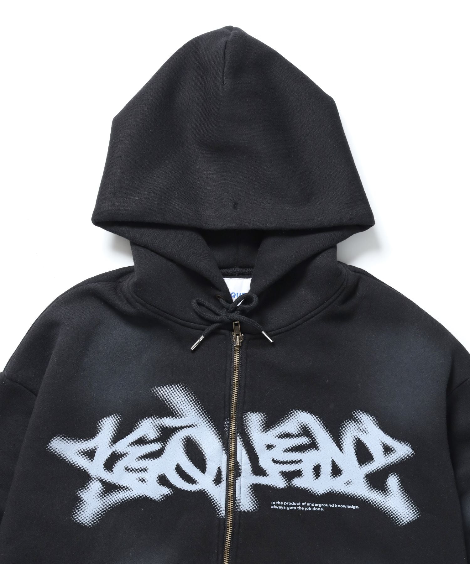 FADE ZIP P/K /フェード フルジップ オーバーサイズ ヴィンテージライク センターロゴ 裏起毛 ブラック ≪SET UP着用可能≫