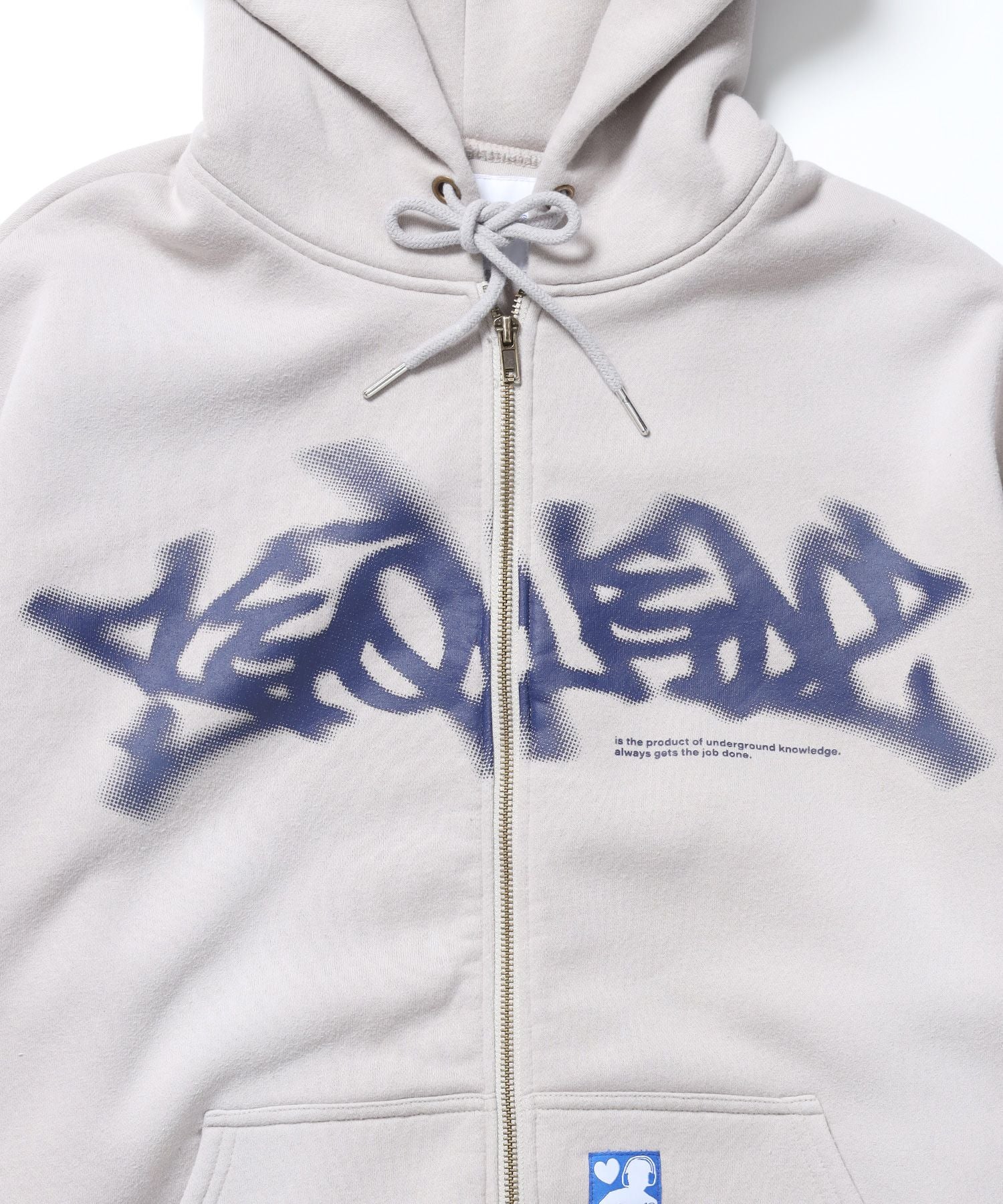 FADE ZIP P/K /フェード フルジップ オーバーサイズ ヴィンテージライク センターロゴ 裏起毛 ライトグレー ≪SET UP着用可能≫