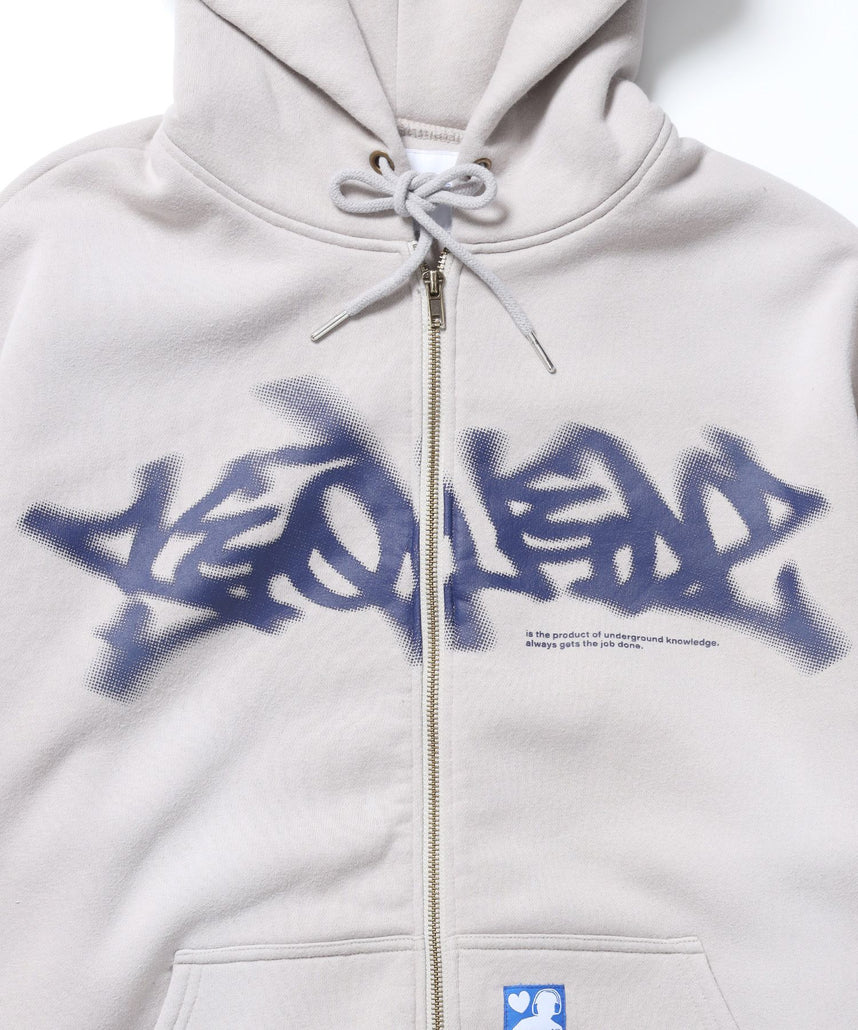 FADE ZIP P/K /フェード フルジップ オーバーサイズ ヴィンテージライク センターロゴ 裏起毛 ライトグレー ≪SET UP着用可能≫