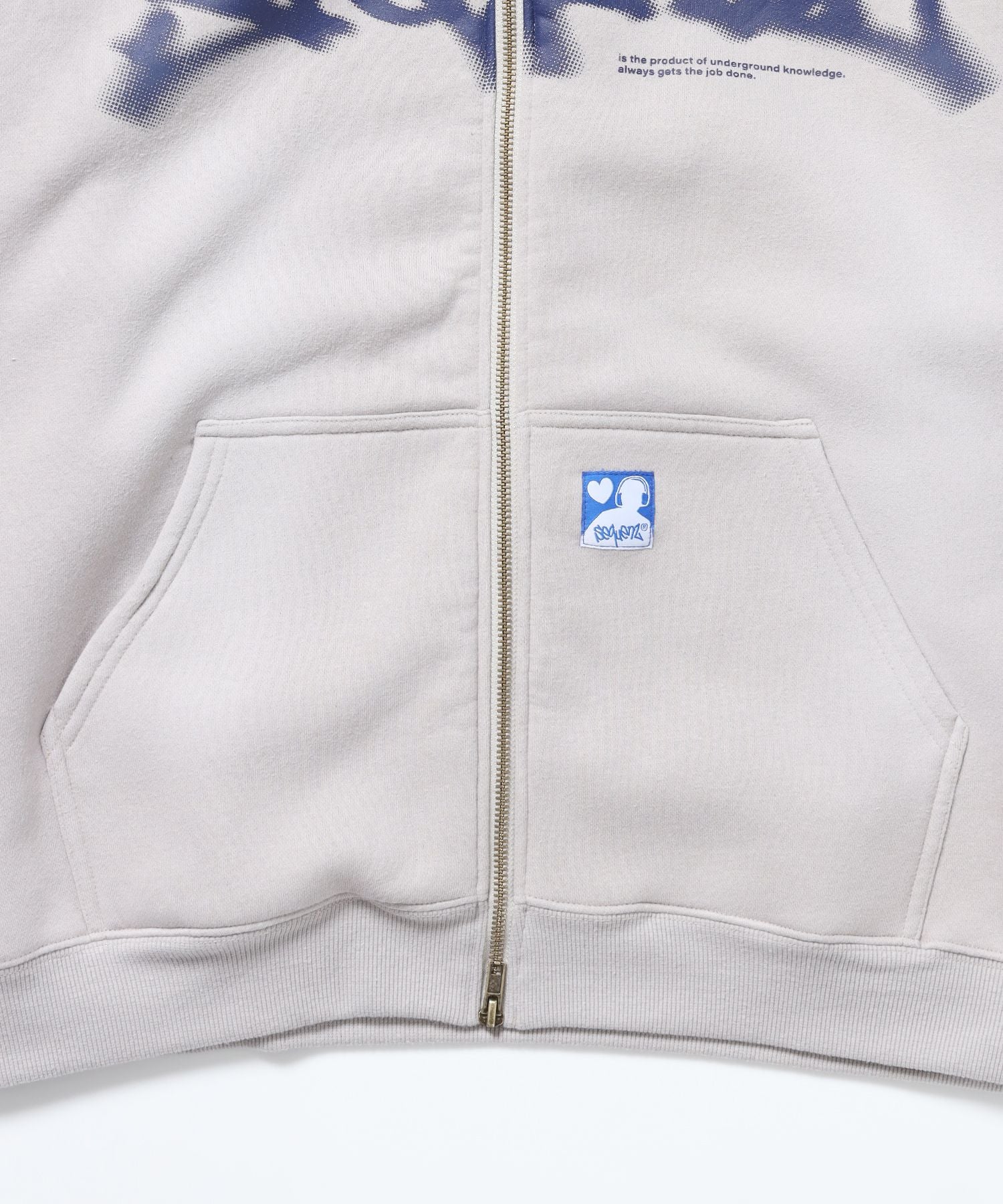 FADE ZIP P/K /フェード フルジップ オーバーサイズ ヴィンテージライク センターロゴ 裏起毛 ライトグレー ≪SET UP着用可能≫