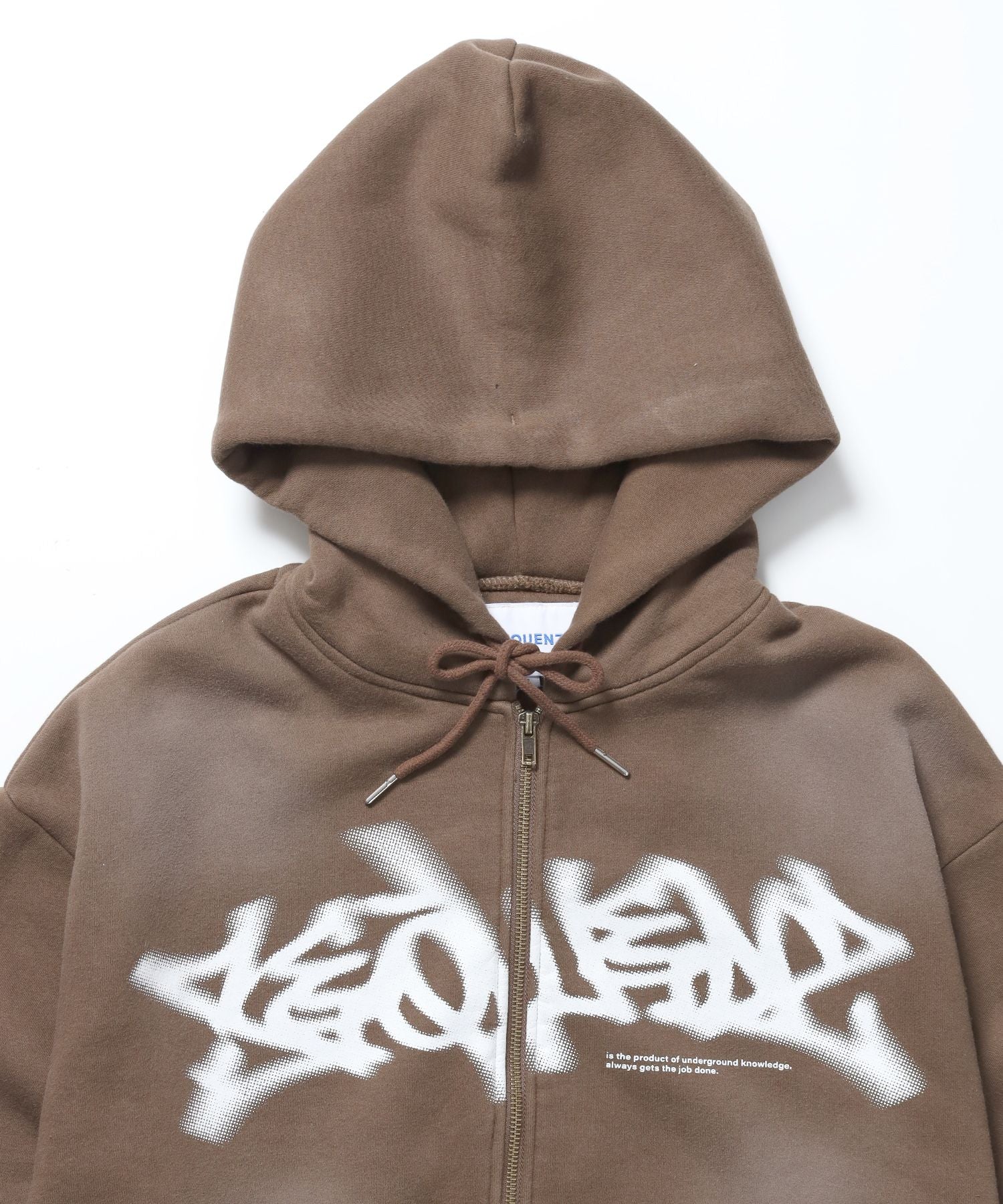 FADE ZIP P/K /フェード フルジップ オーバーサイズ ヴィンテージライク センターロゴ 裏起毛 ブラウン ≪SET UP着用可能≫