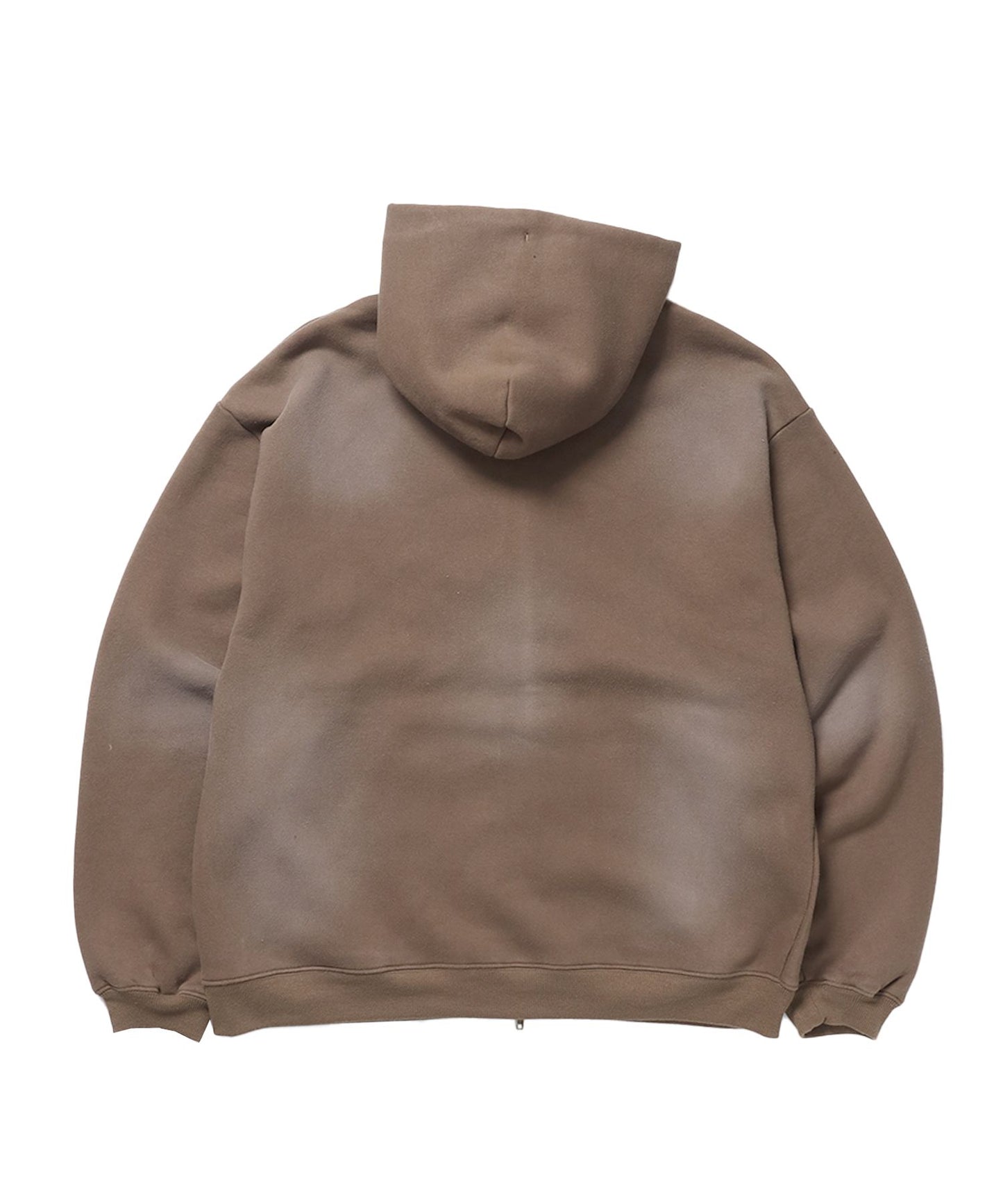 FADE ZIP P/K /フェード フルジップ オーバーサイズ ヴィンテージライク センターロゴ 裏起毛 ブラウン ≪SET UP着用可能≫
