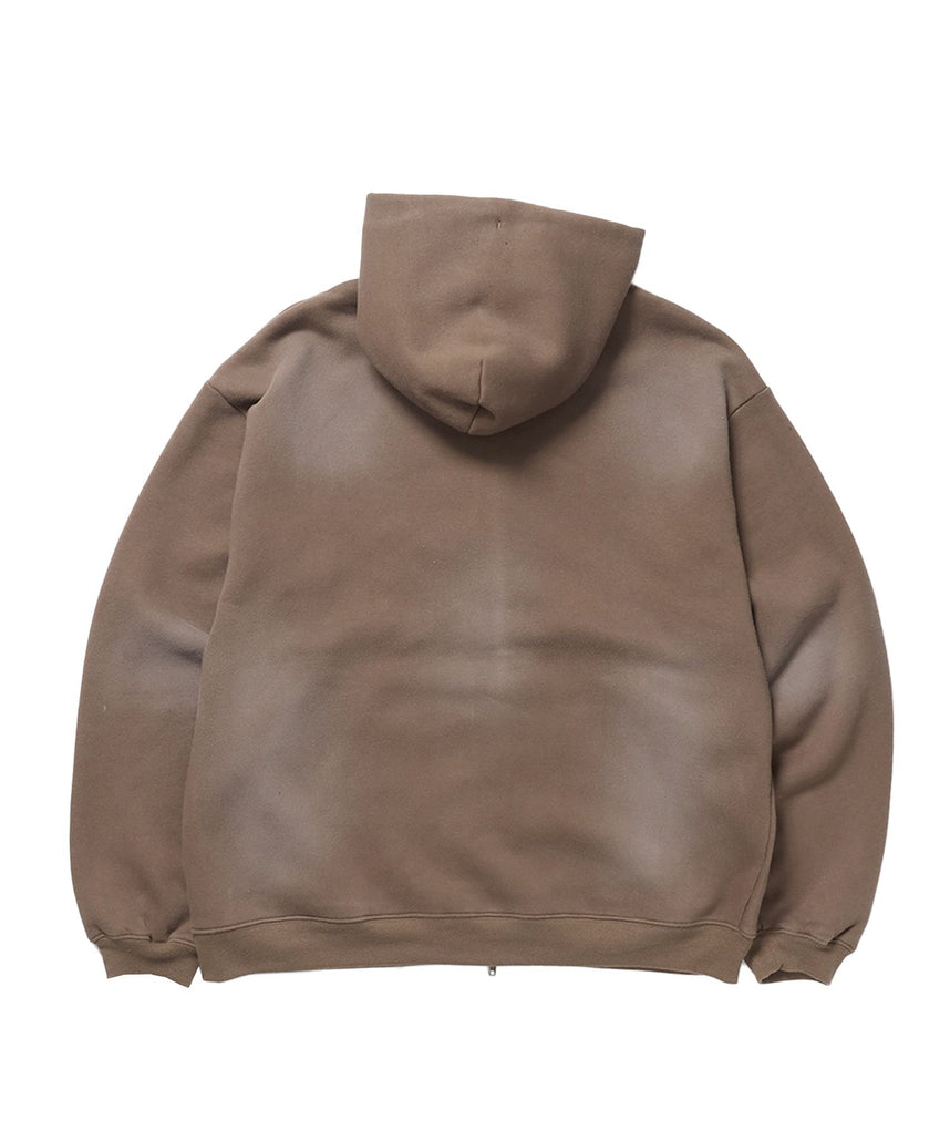 FADE ZIP P/K /フェード フルジップ オーバーサイズ ヴィンテージライク センターロゴ 裏起毛 ブラウン ≪SET UP着用可能≫