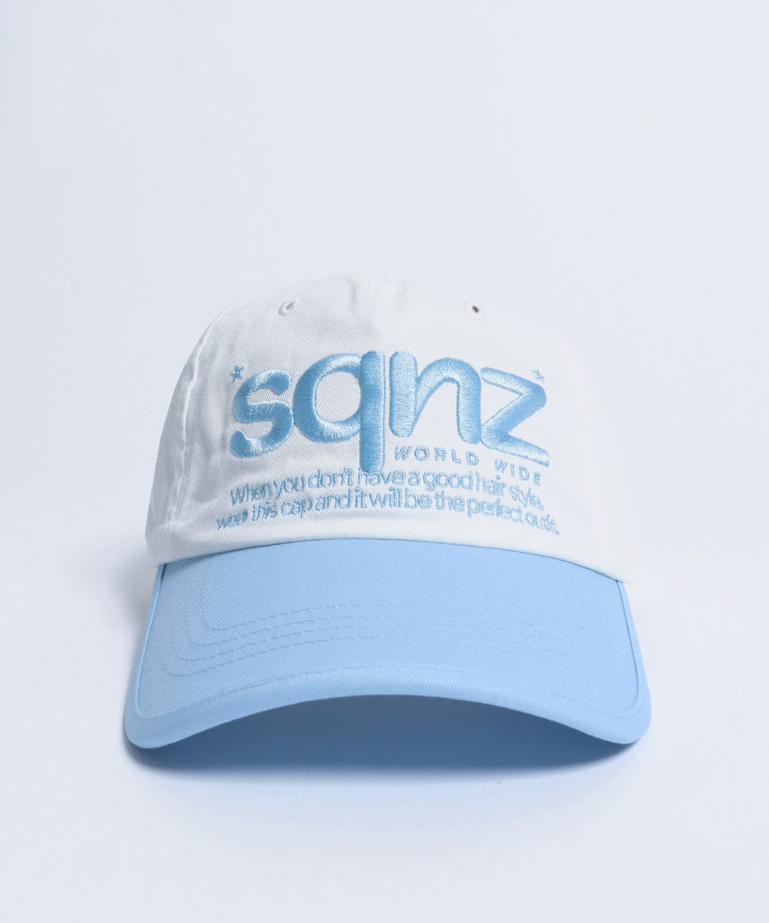 【sqnz(エスキュンズ)】sqnz logo cap / ロゴ ベースボール キャップ 刺繍 ストリート ライトブルー