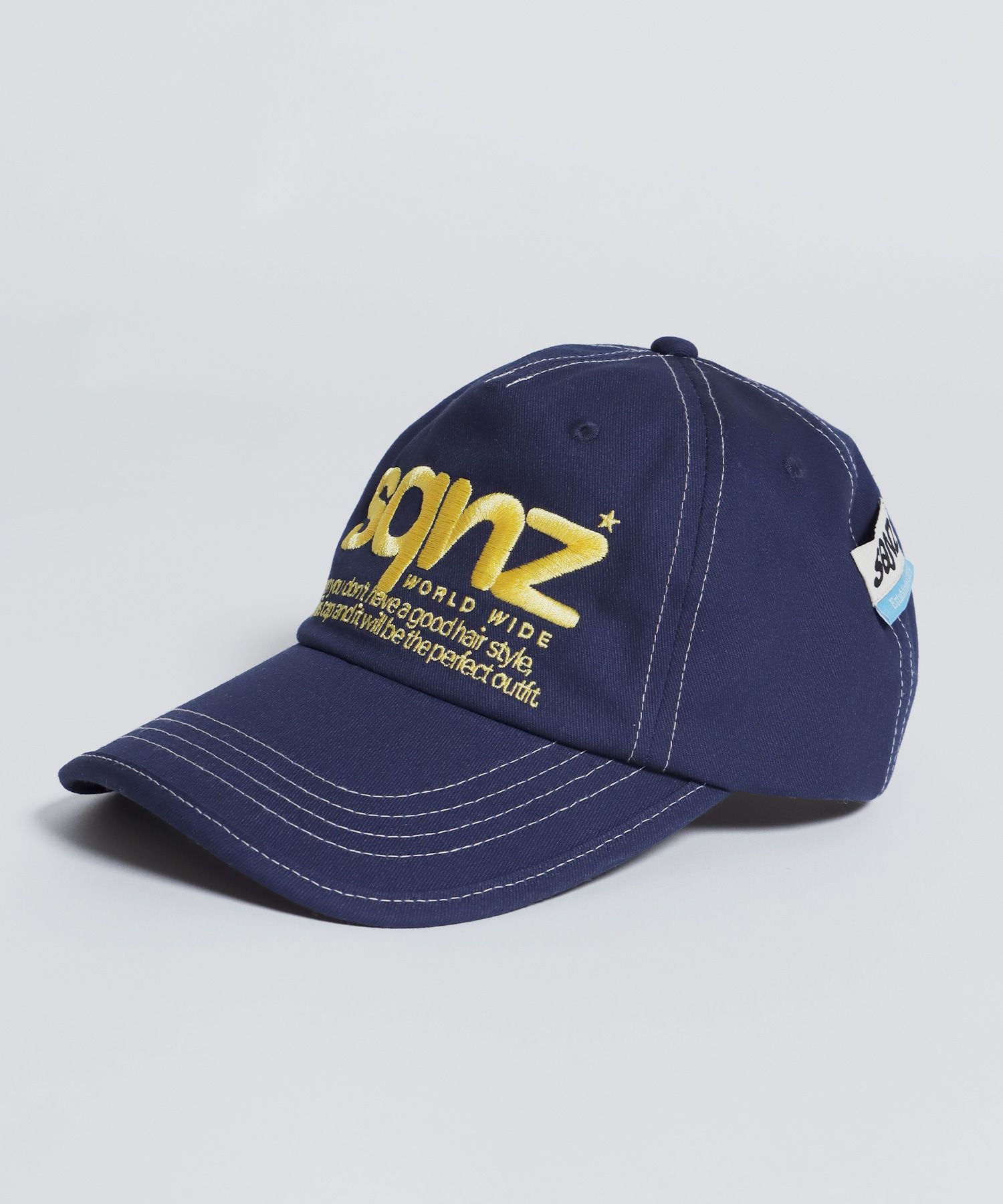 sqnz logo cap / ロゴ ベースボール キャップ 刺繍 ストリート ネイビー