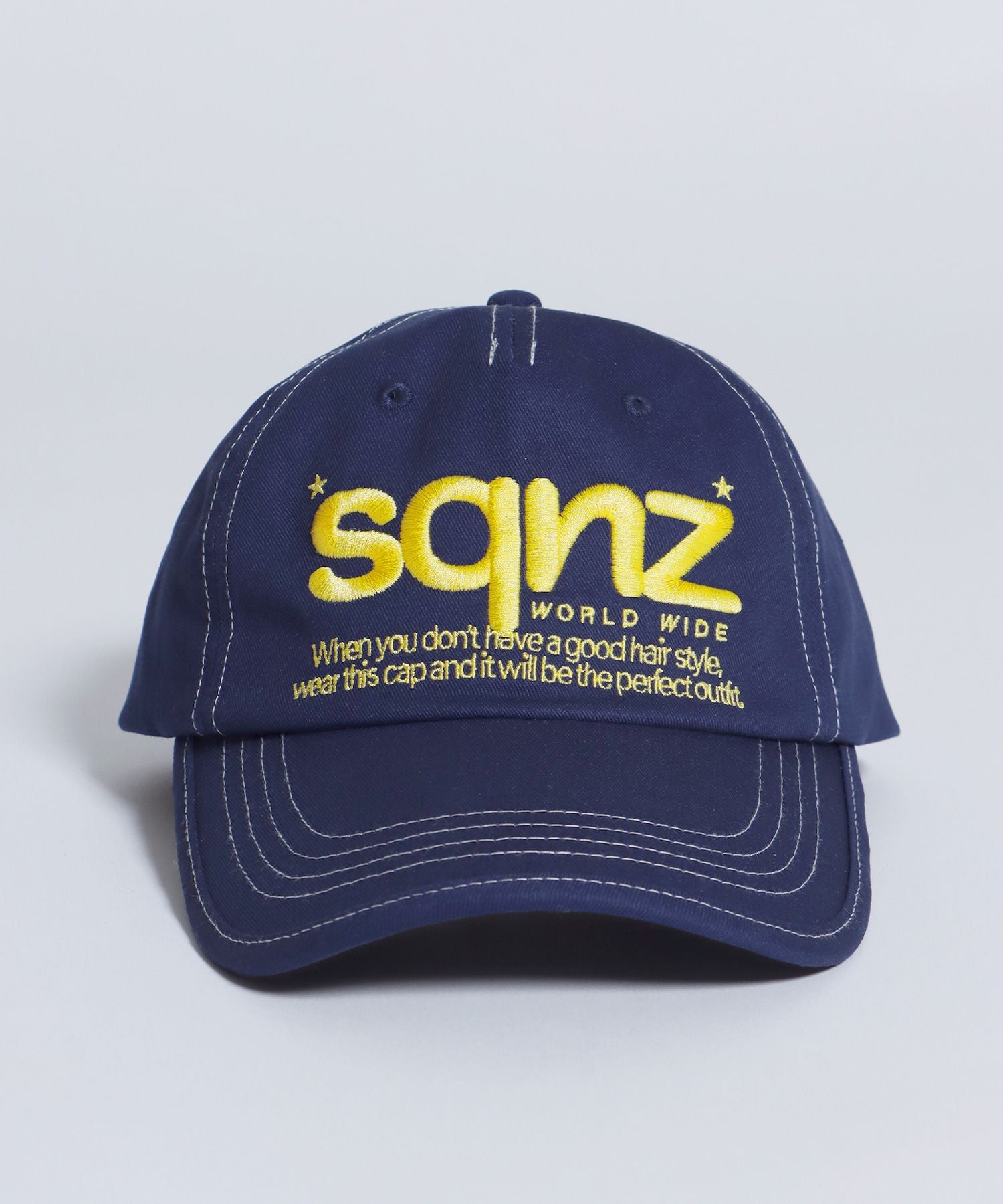 【SEQUENZ(シークエンズ)】sqnz logo cap / ロゴ ベースボール キャップ 刺繍 ストリート ネイビー